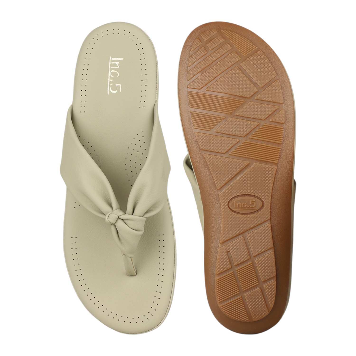 Women Pista Green Knotted Strap Wedge Thong Sandals