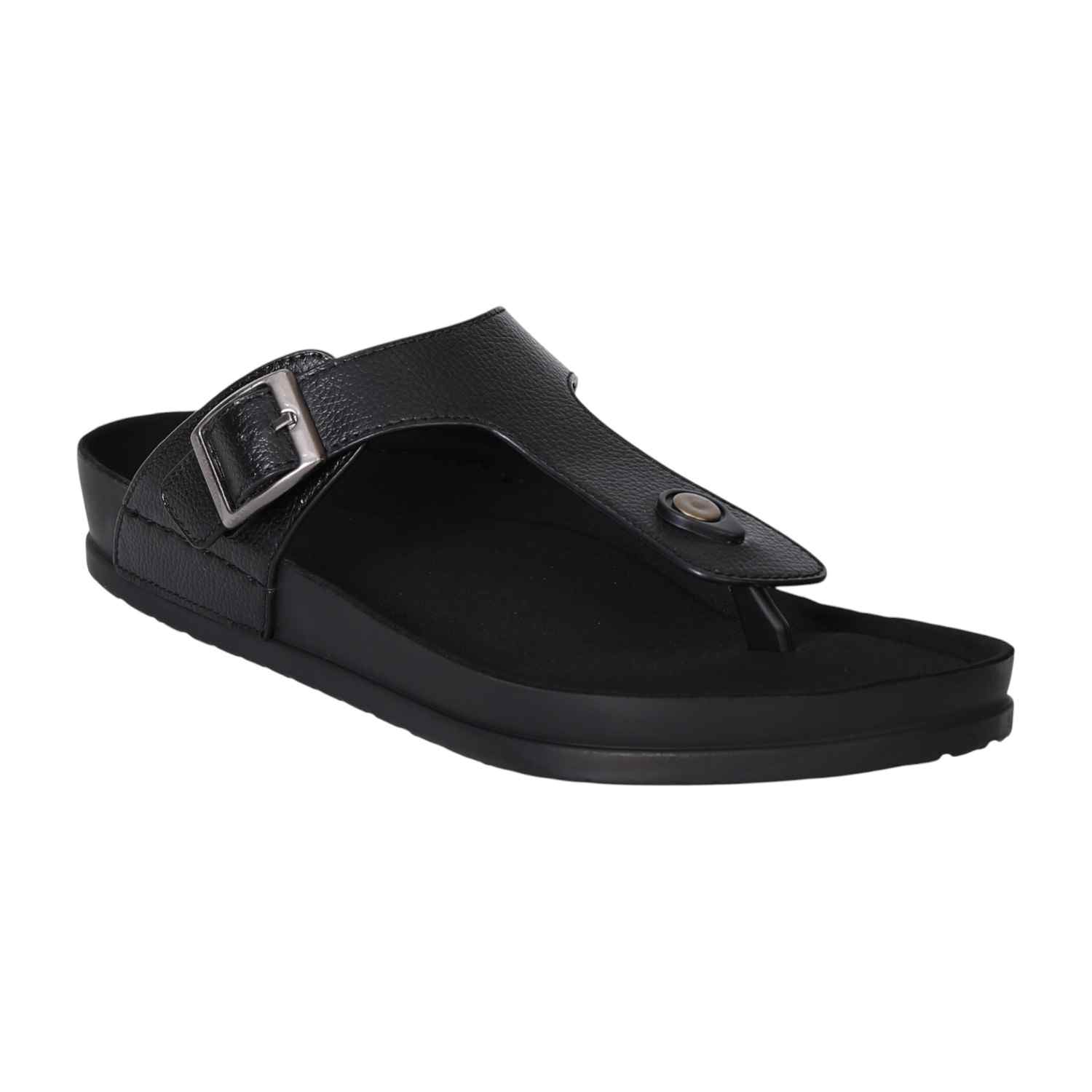 Men's Black Buckle Slide Sandals