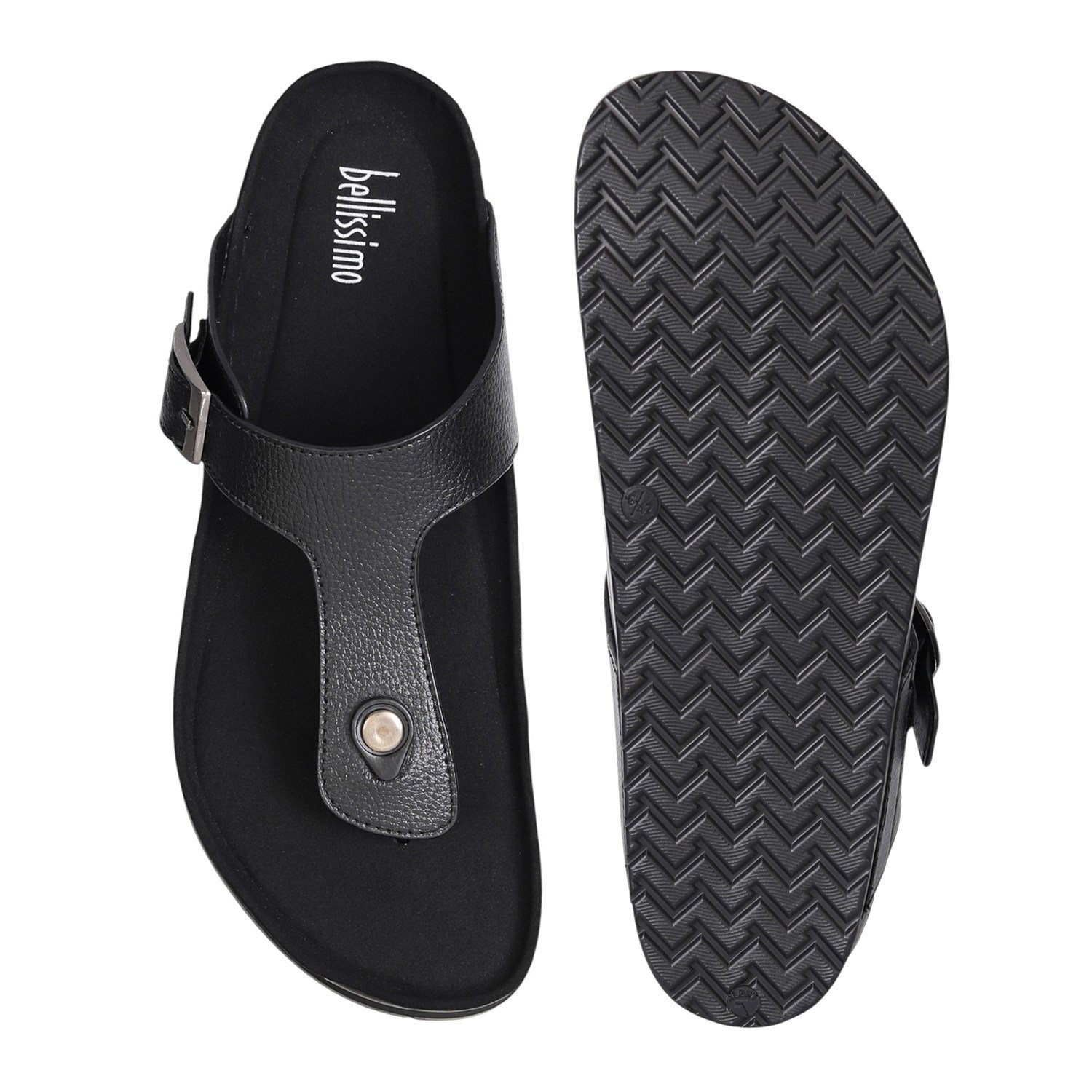 Men's Black Buckle Slide Sandals