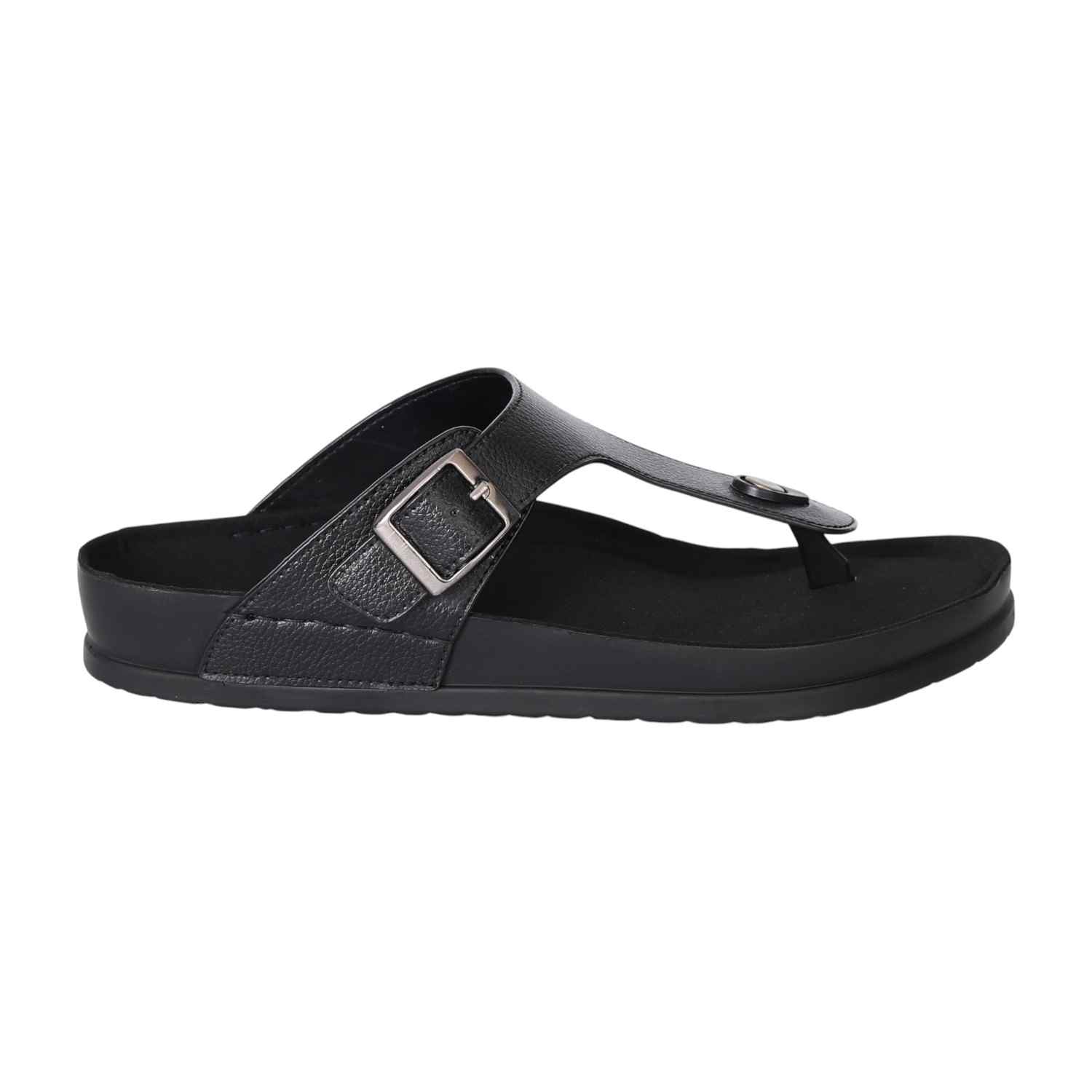 Men's Black Buckle Slide Sandals