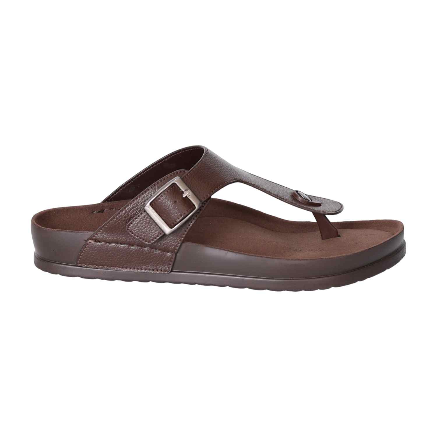 Men's Brown Buckle Slide Sandals