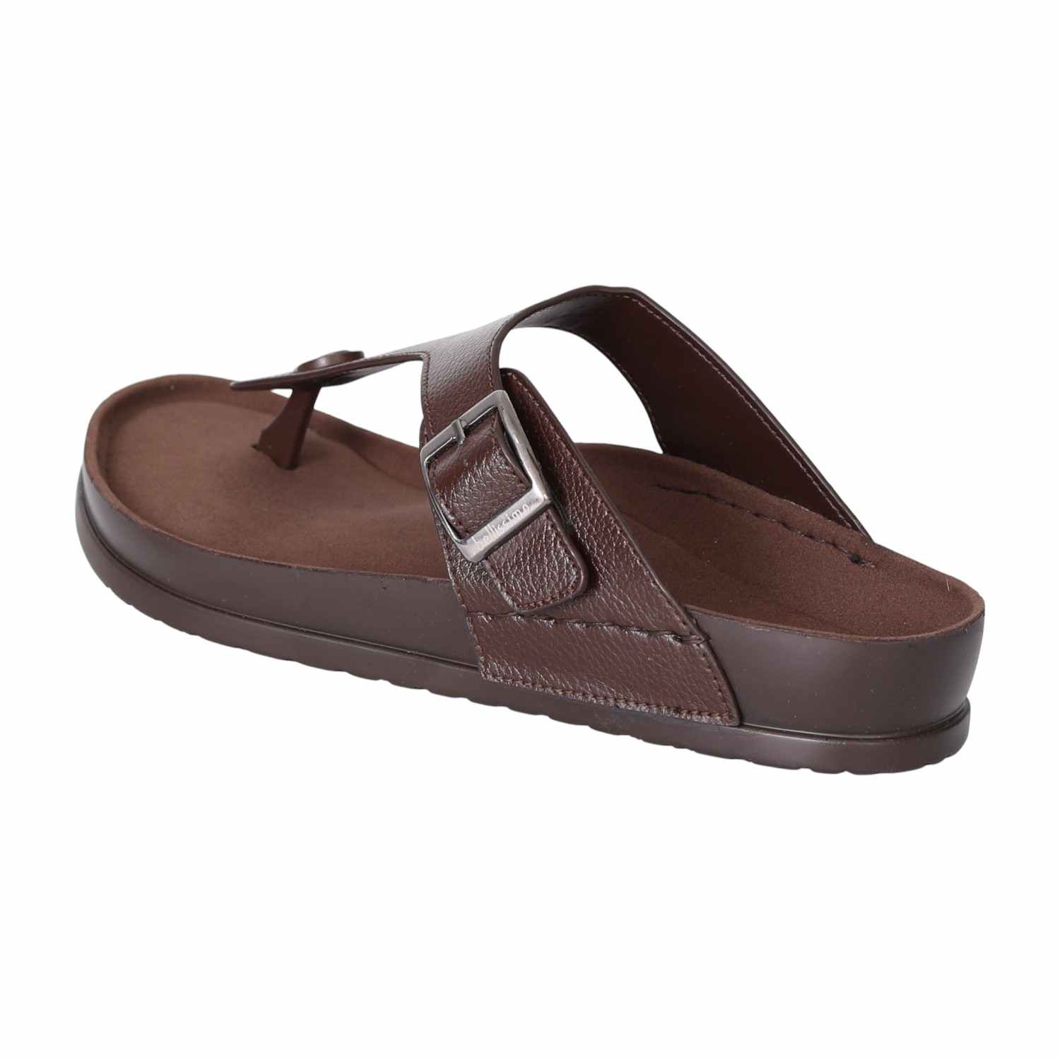Men's Brown Buckle Slide Sandals