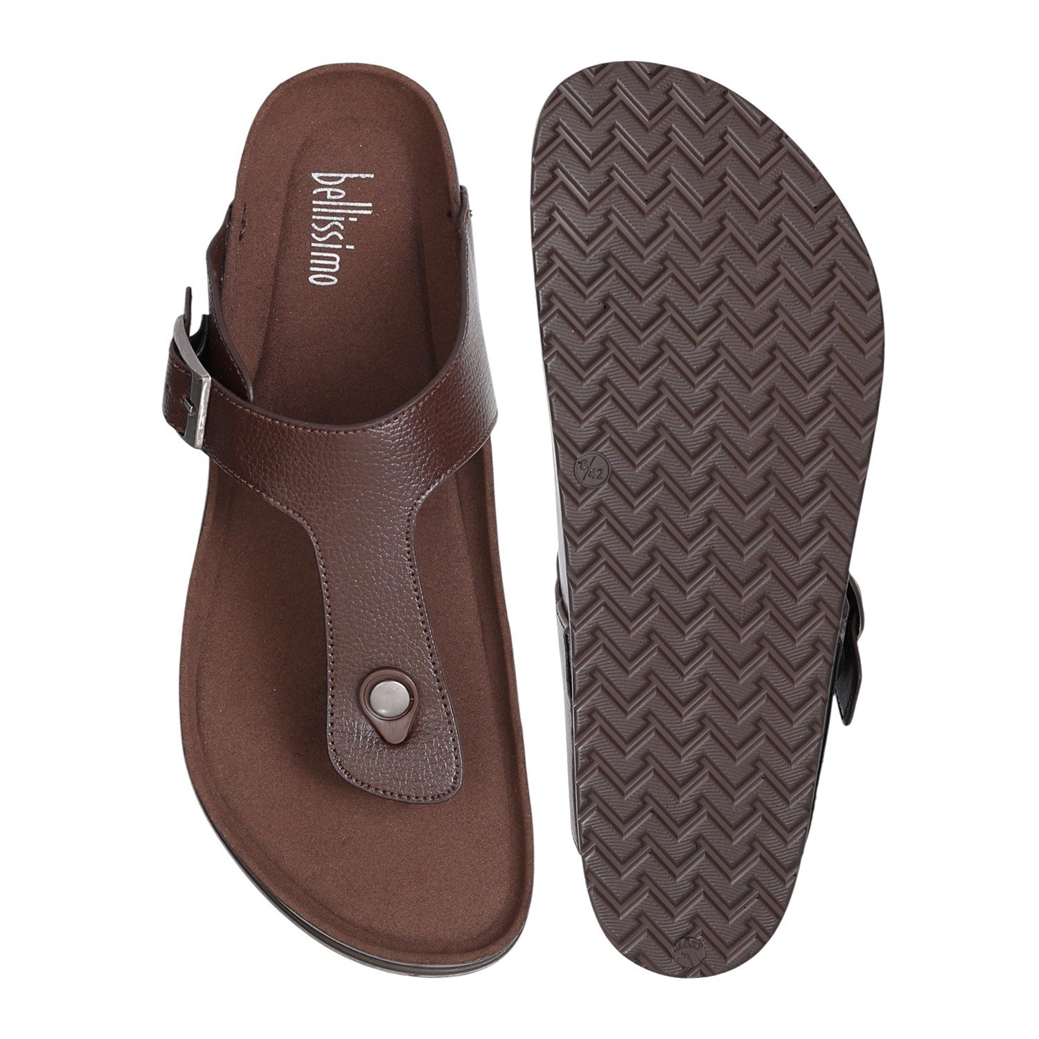 Men's Brown Buckle Slide Sandals