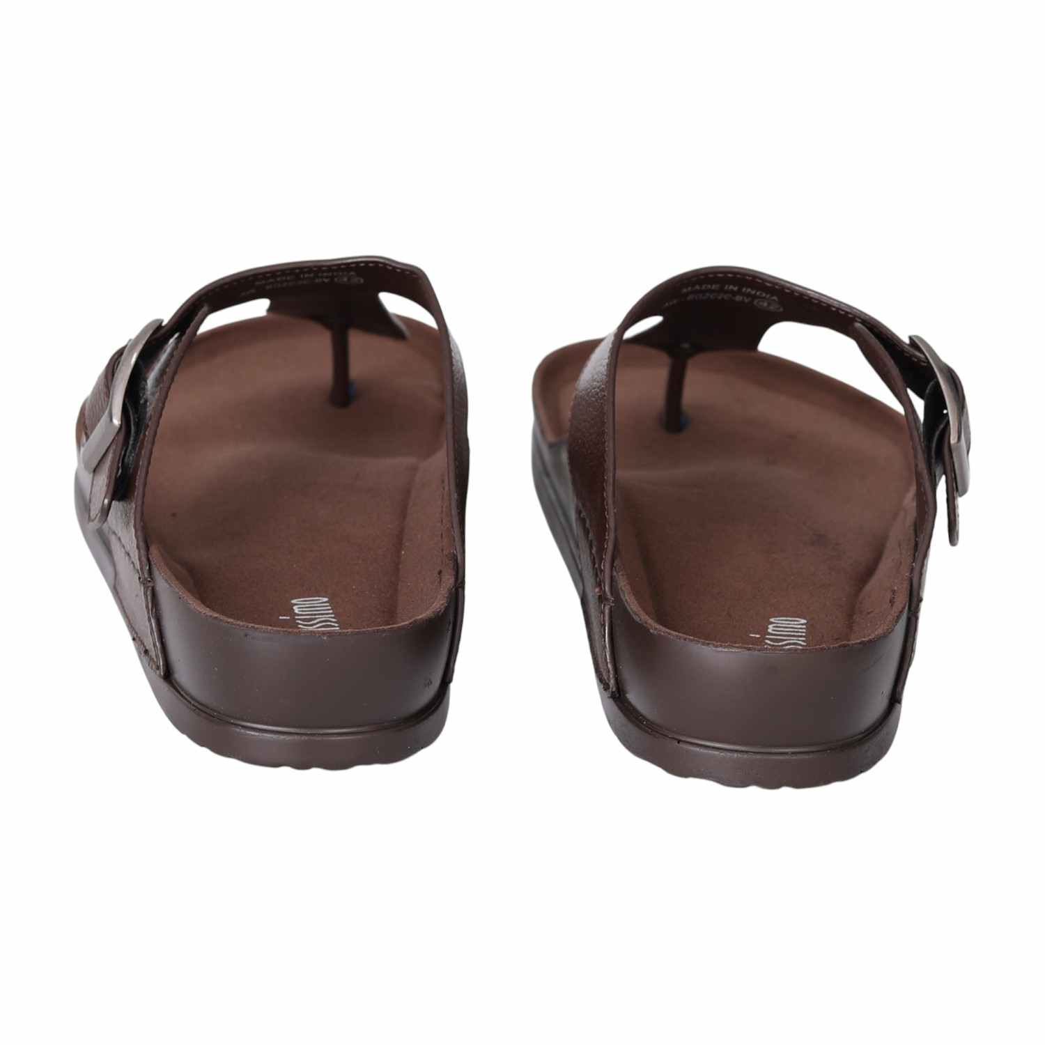 Men's Brown Buckle Slide Sandals