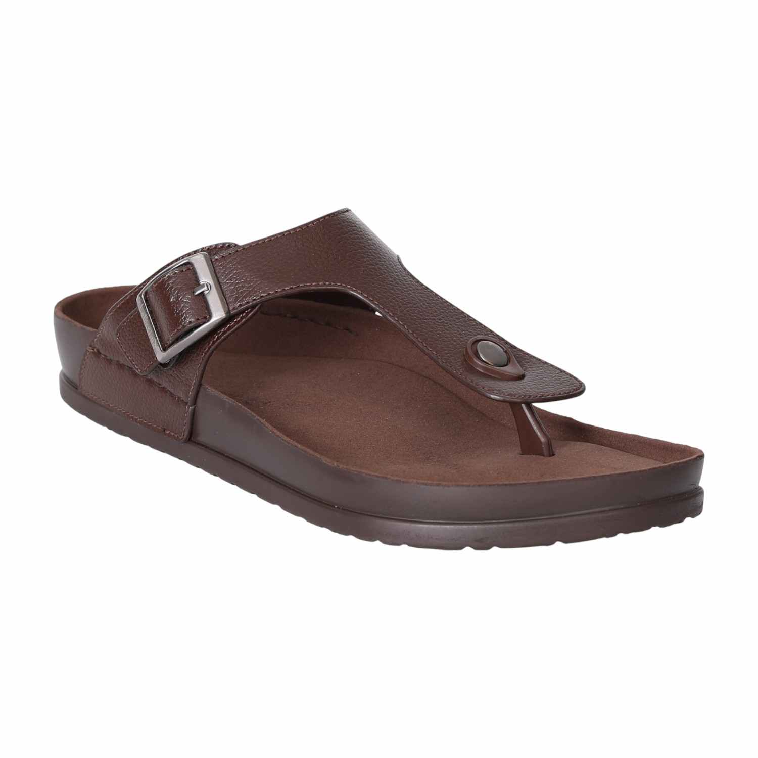 Men's Brown Buckle Slide Sandals