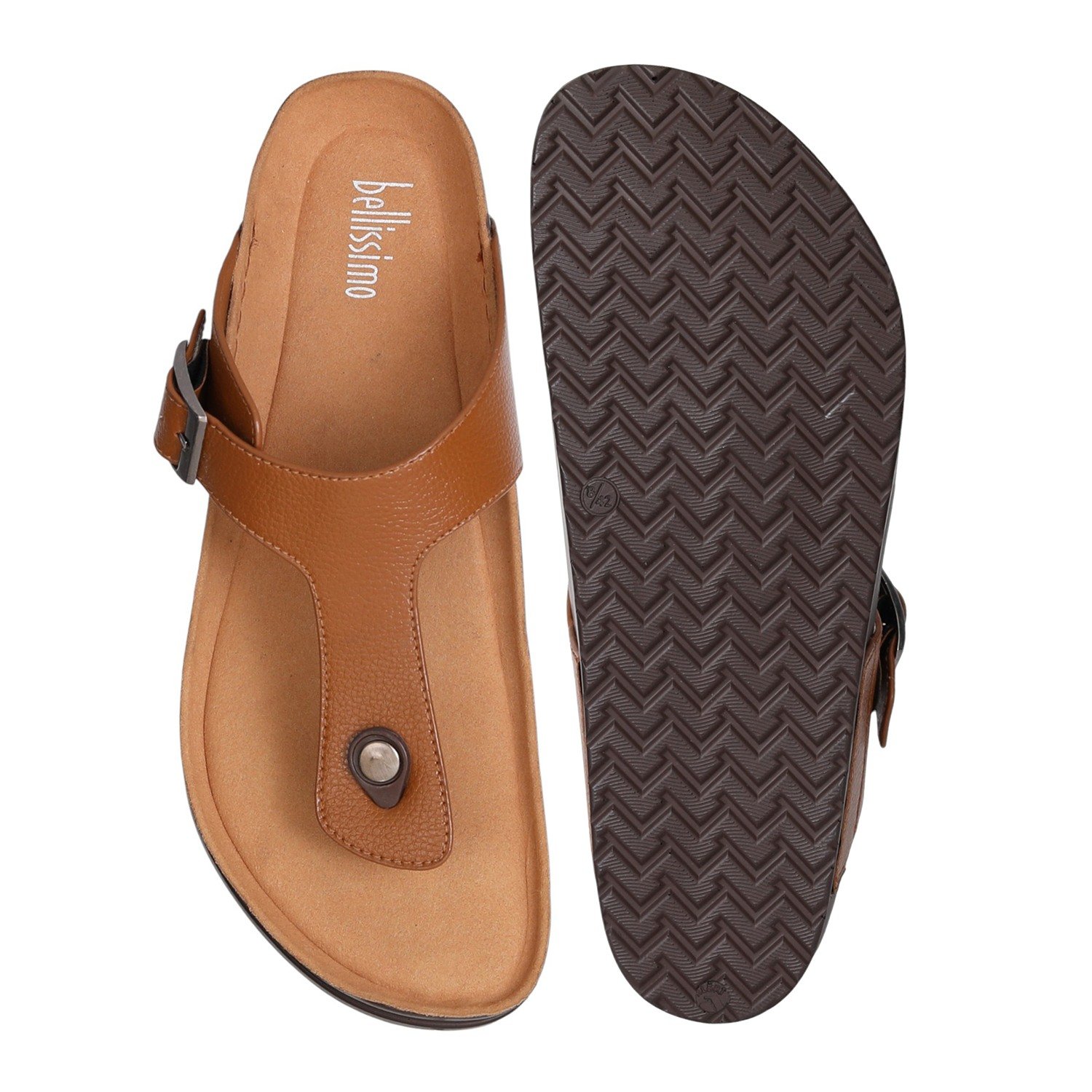 Men's Tan Buckle Slide Sandals