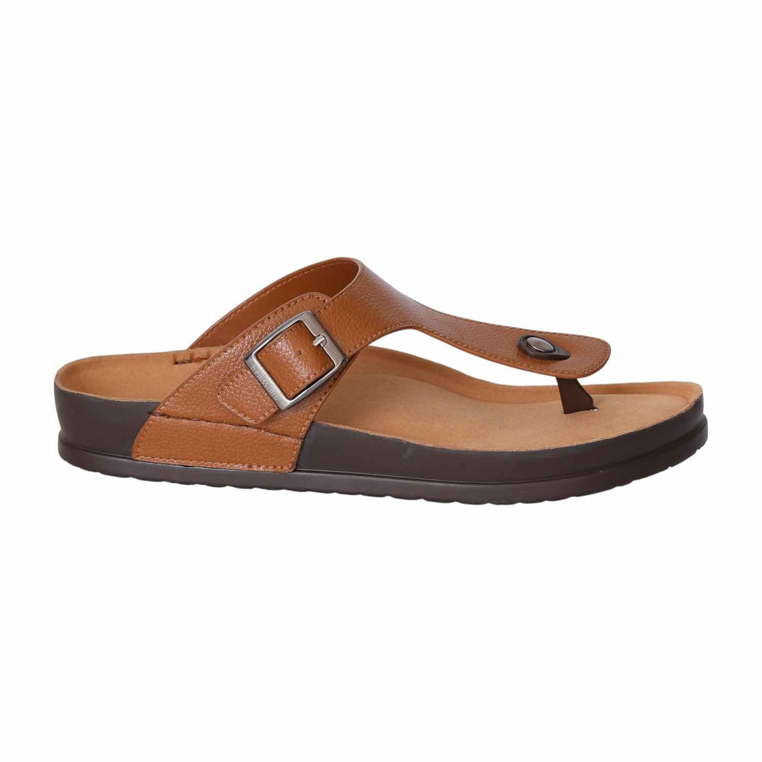 Men's Tan Buckle Slide Sandals