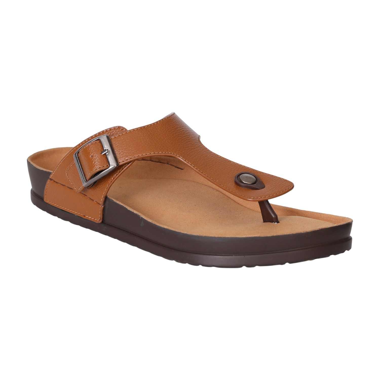 Men's Tan Buckle Slide Sandals