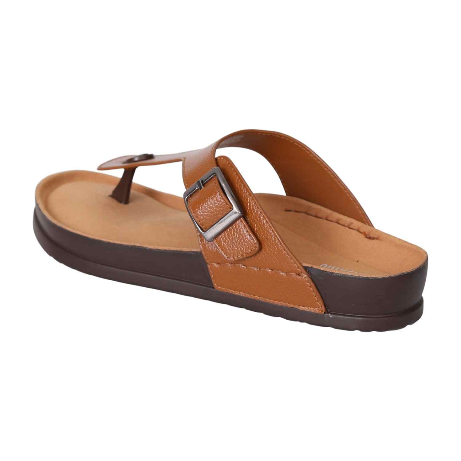 Men's Tan Buckle Slide Sandals