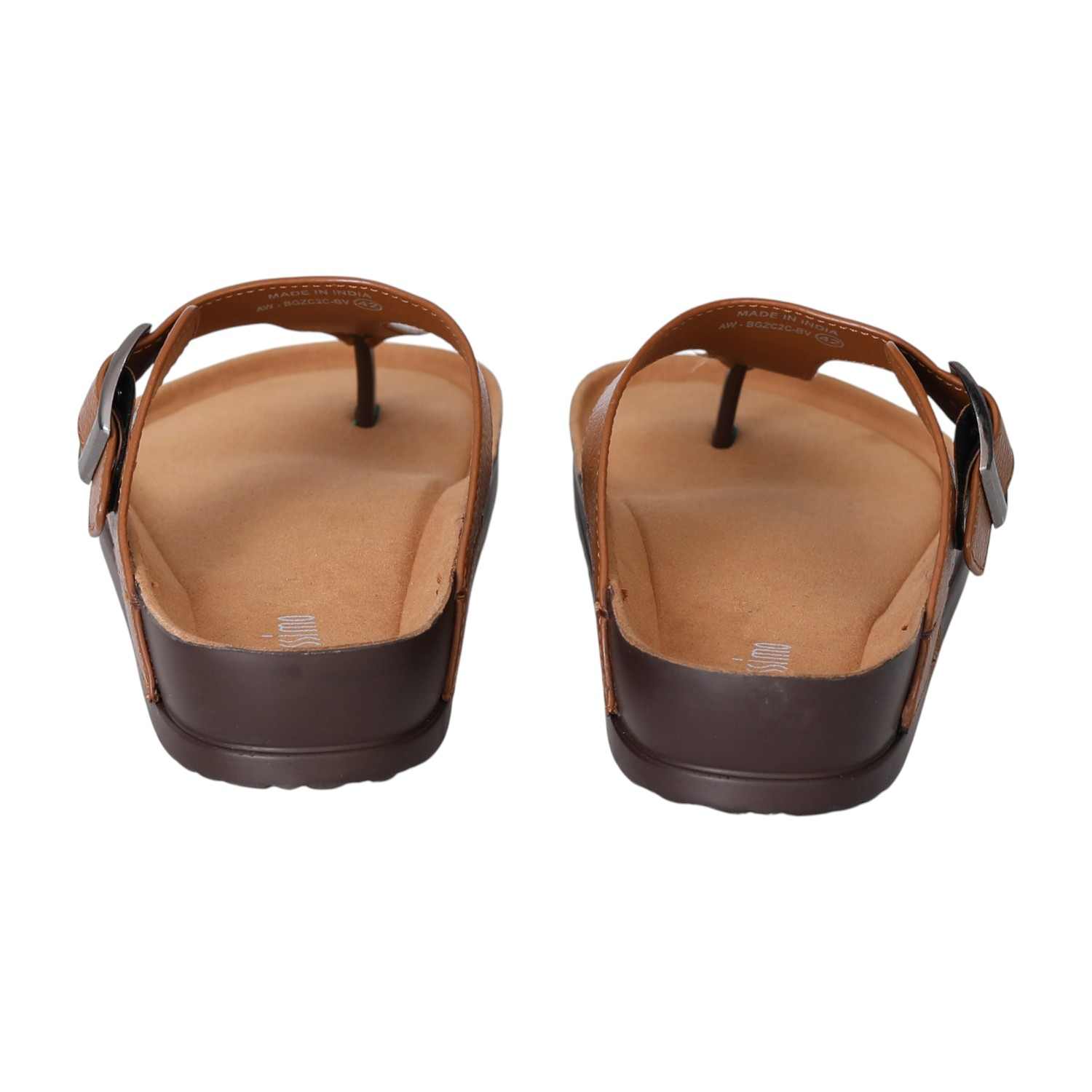 Men's Tan Buckle Slide Sandals
