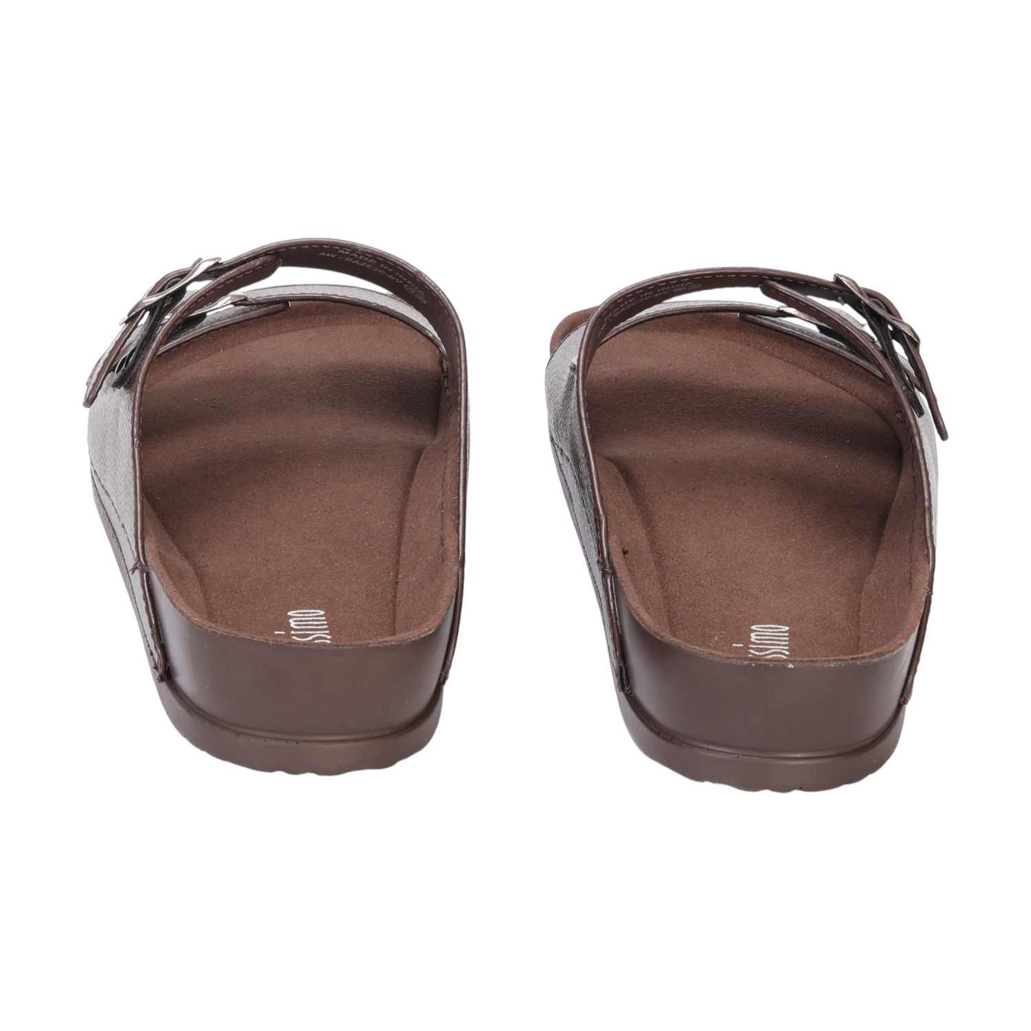 Men Brown Double Strap With Buckle Comfort Chappal