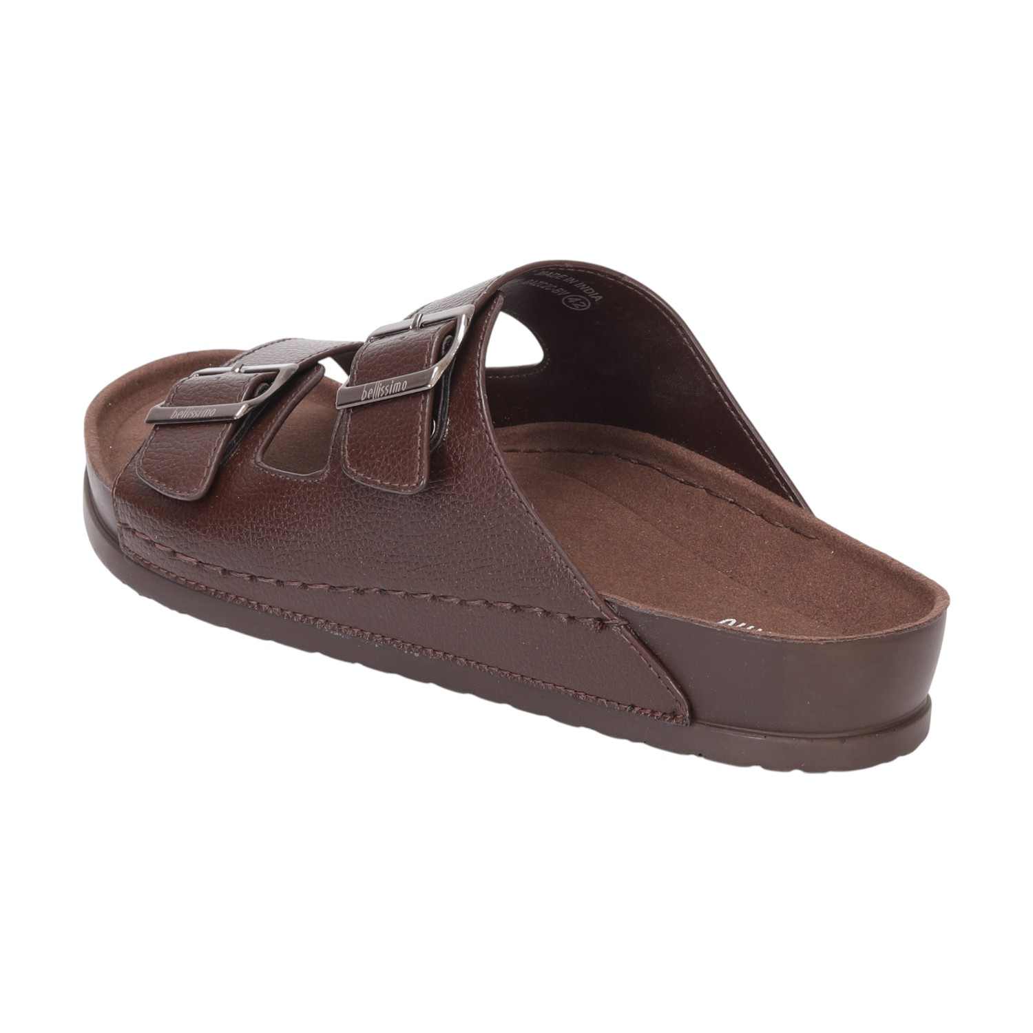 Men Brown Double Strap With Buckle Comfort Chappal