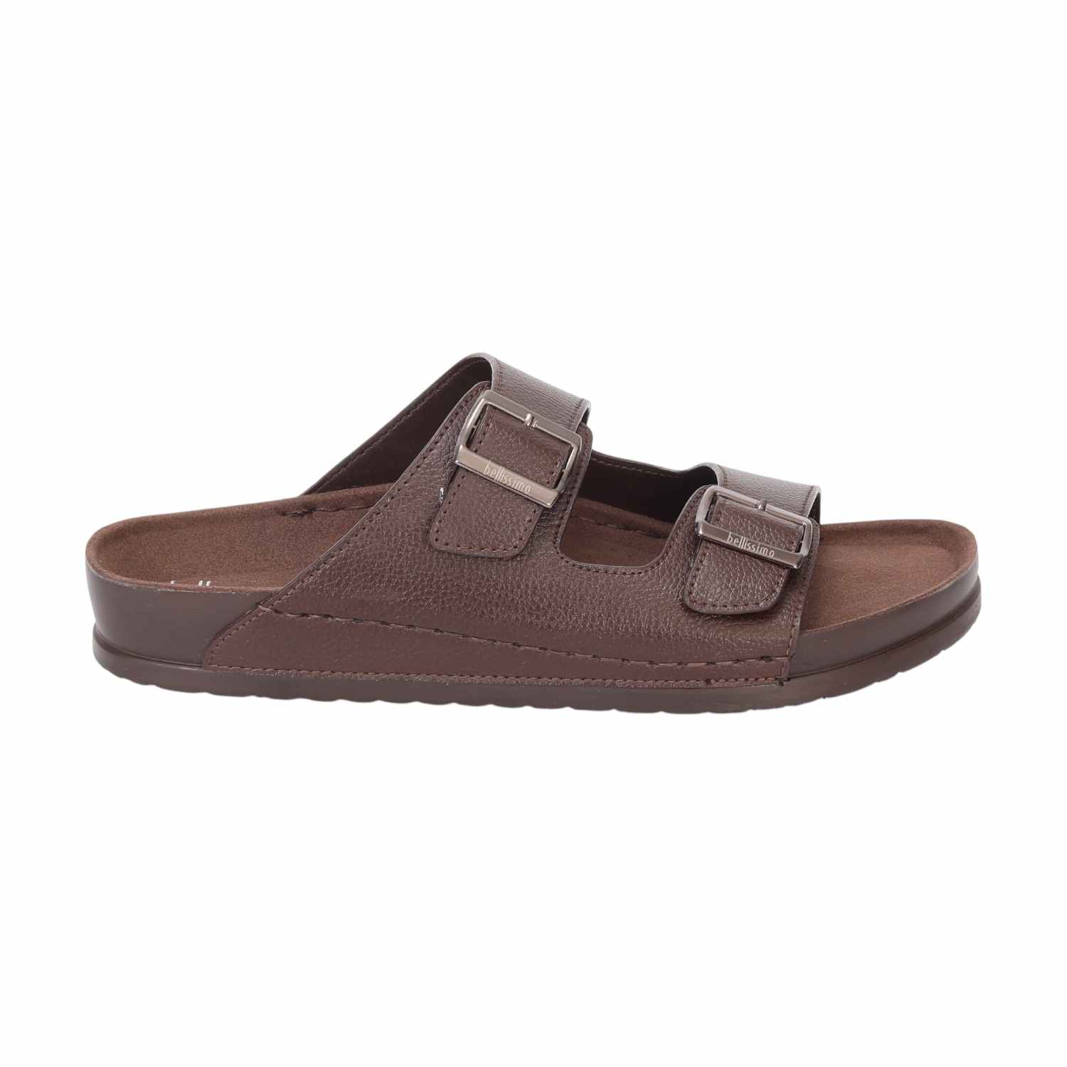 Men Brown Double Strap With Buckle Comfort Chappal
