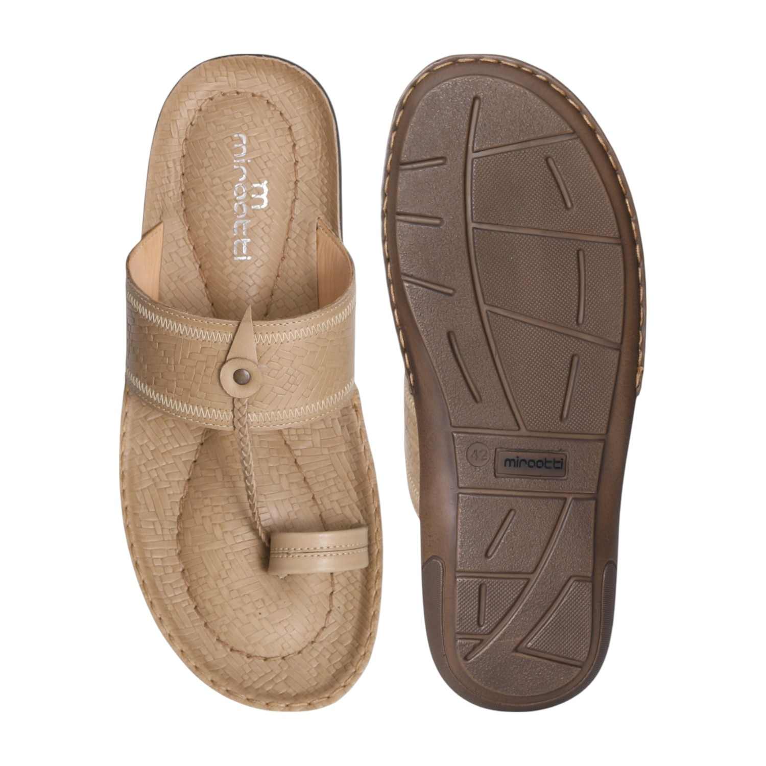 Men Beige Braided Toe-Loop Sandal