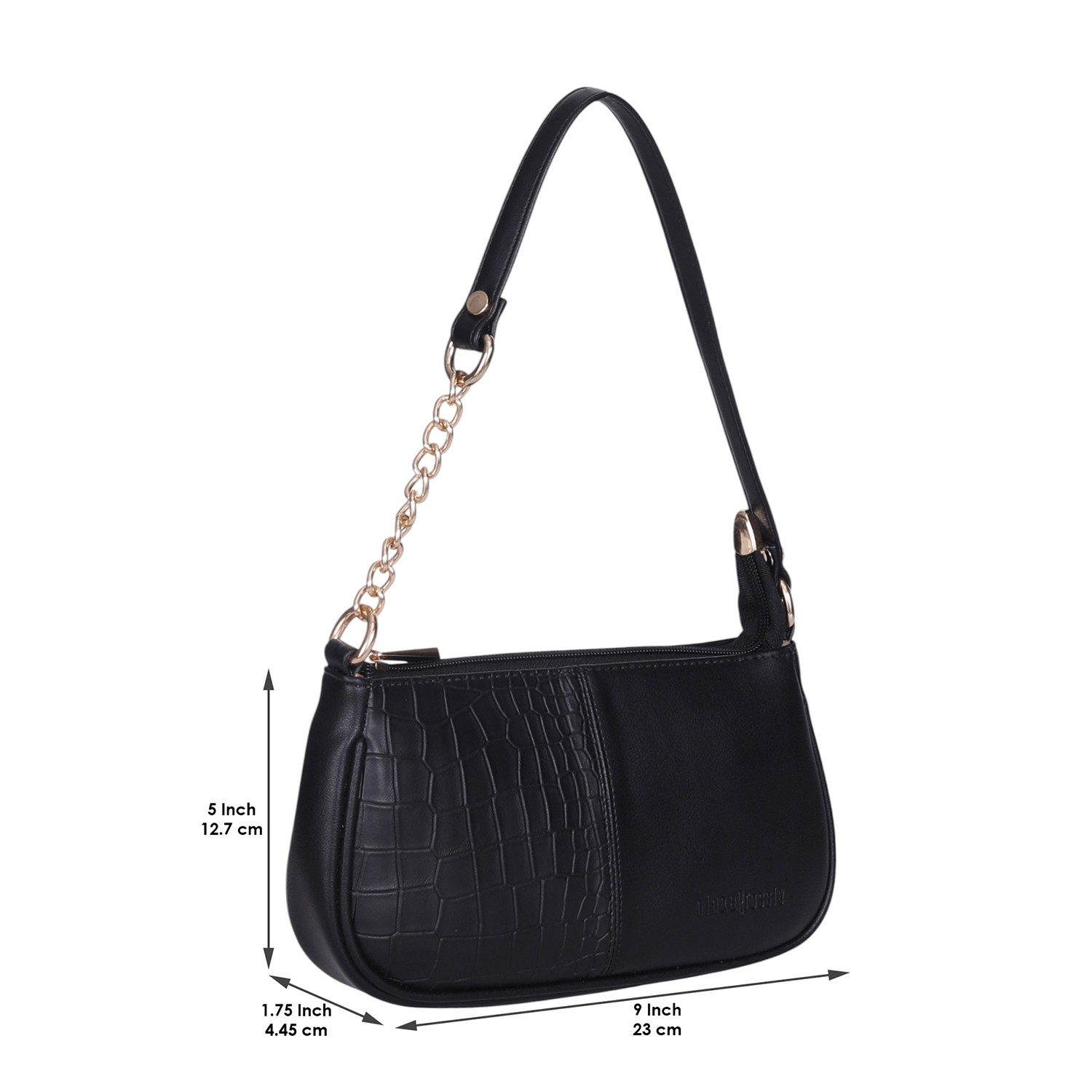 Ninaa Rossie Sleek Black Baguette Bag