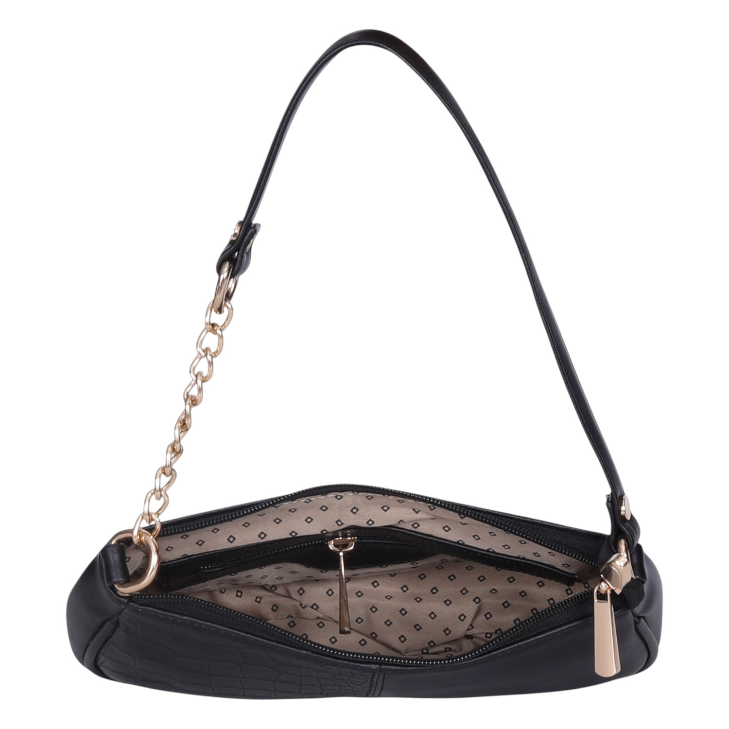 Ninaa Rossie Sleek Black Baguette Bag