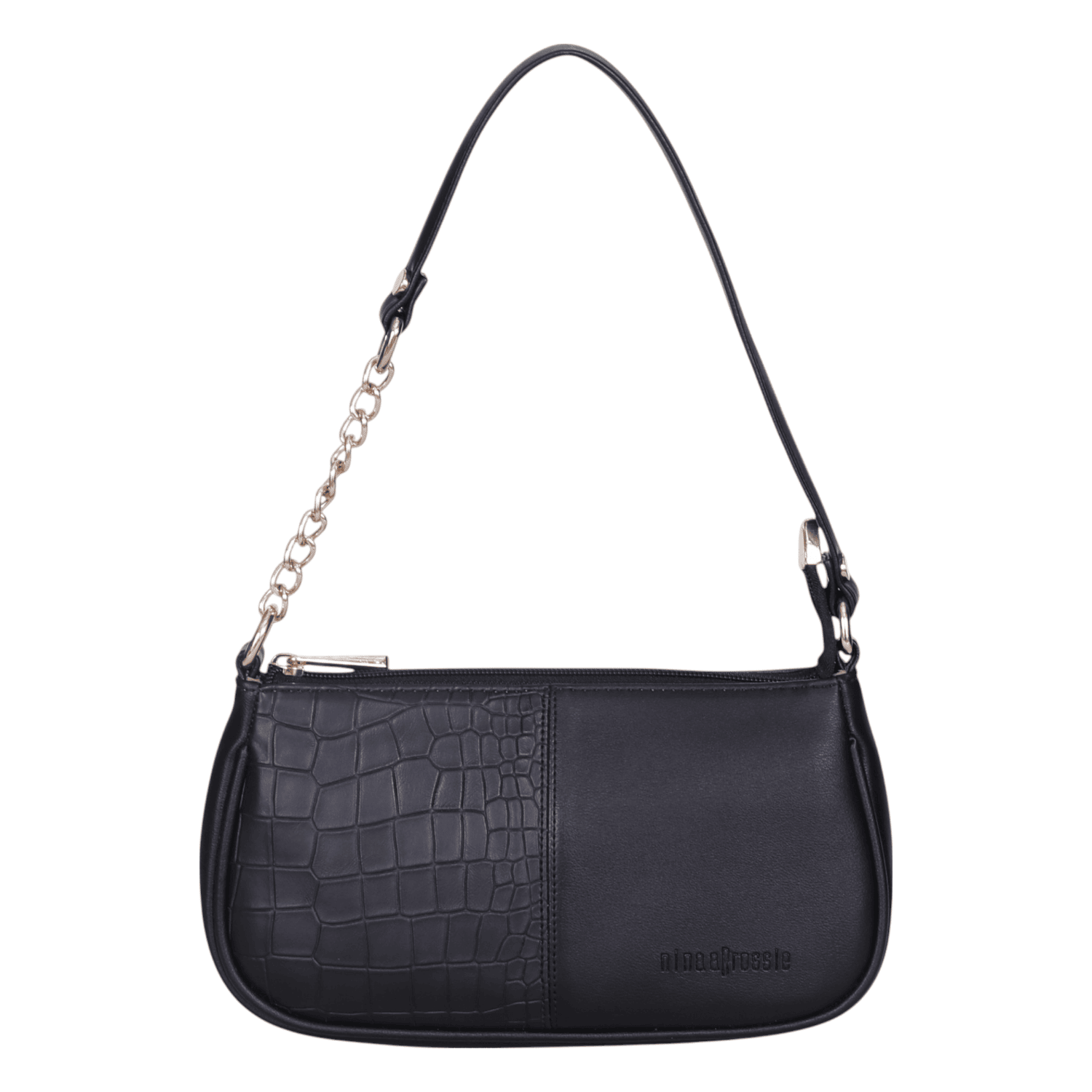 Ninaa Rossie Sleek Black Baguette Bag