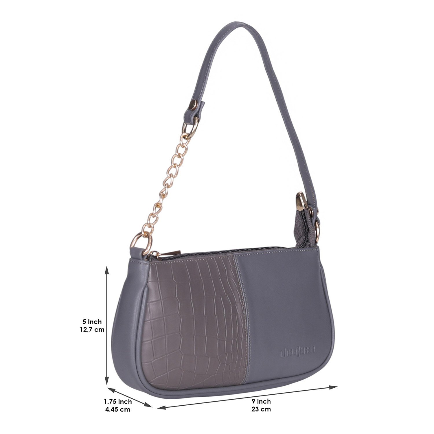Ninaa Rossie Sleek Grey Baguette Bag