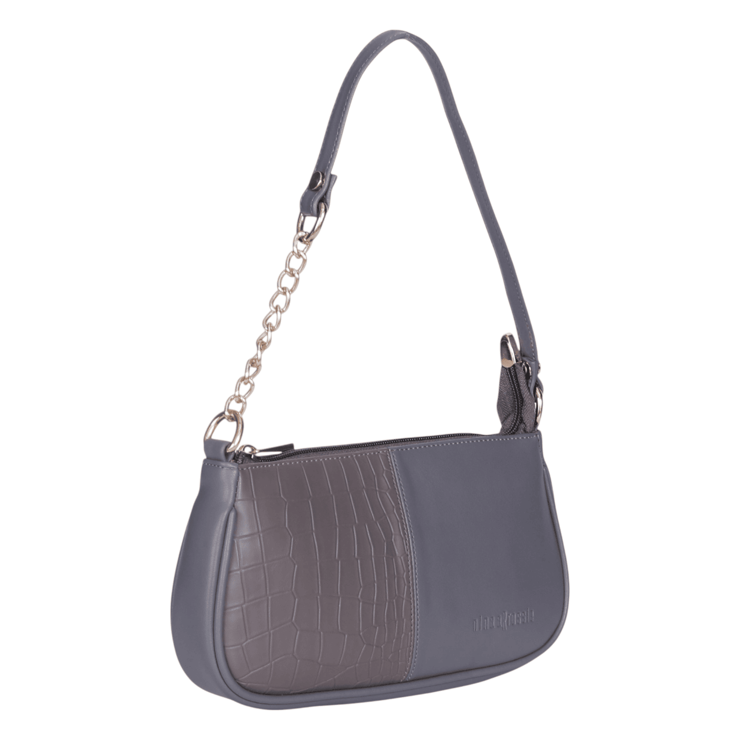 Ninaa Rossie Sleek Grey Baguette Bag