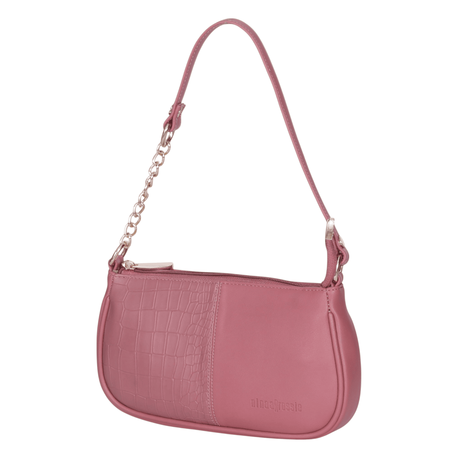 Ninaa Rossie Sleek Pink Baguette Bag
