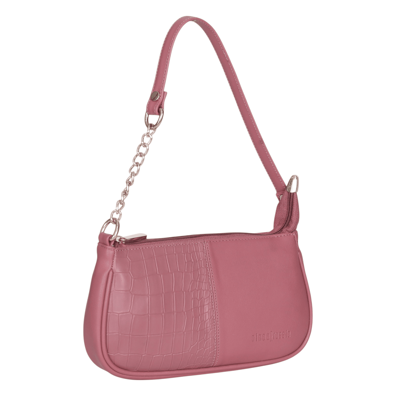 Ninaa Rossie Sleek Pink Baguette Bag