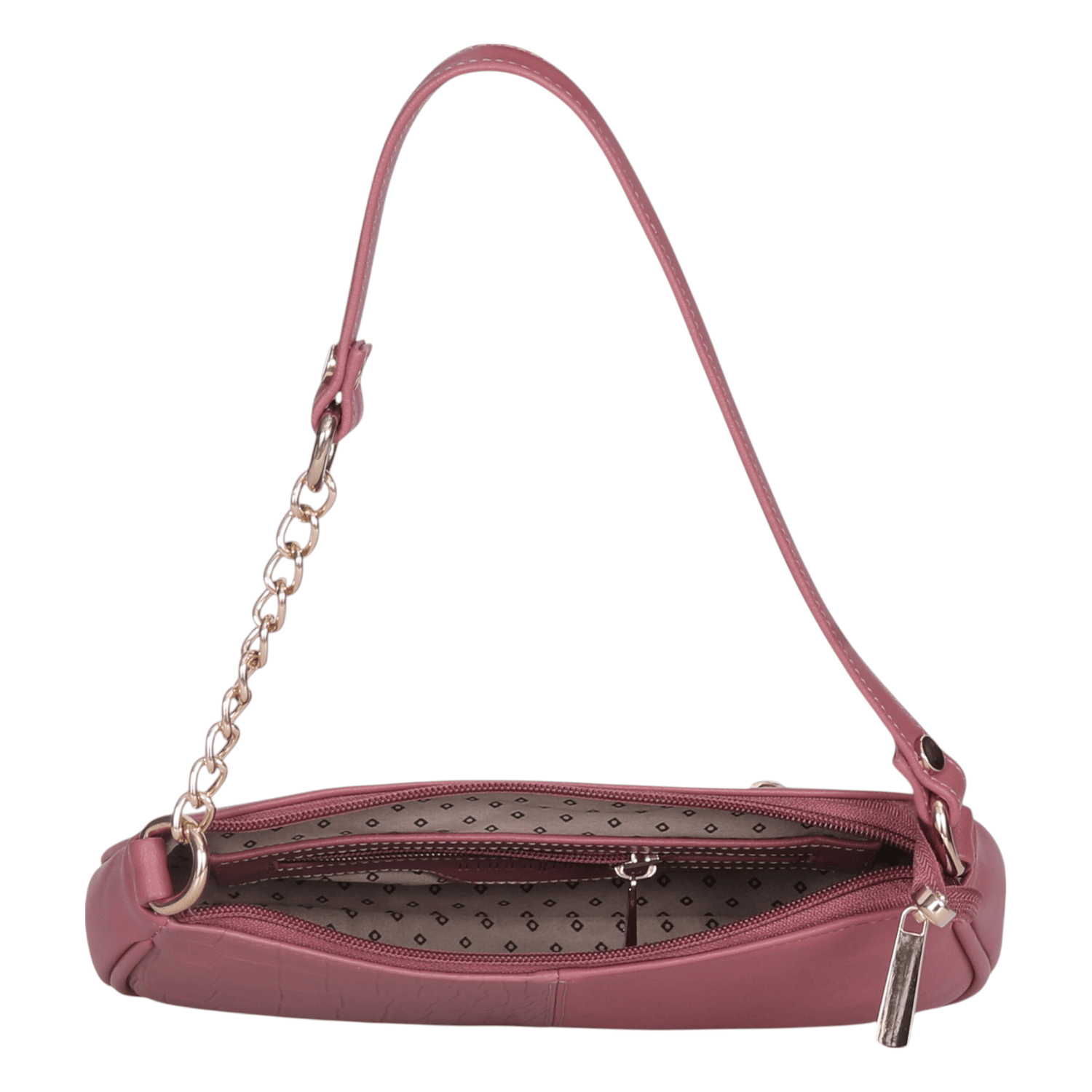 Ninaa Rossie Sleek Pink Baguette Bag