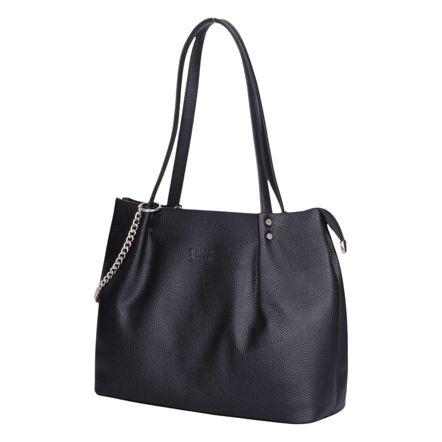 Ninaa Rossie Black Faux Leather Tote Bag