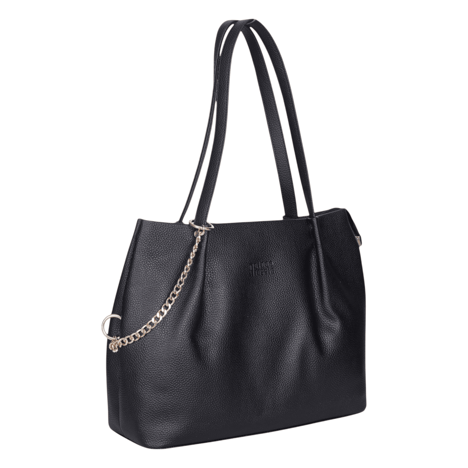 Ninaa Rossie Black Faux Leather Tote Bag