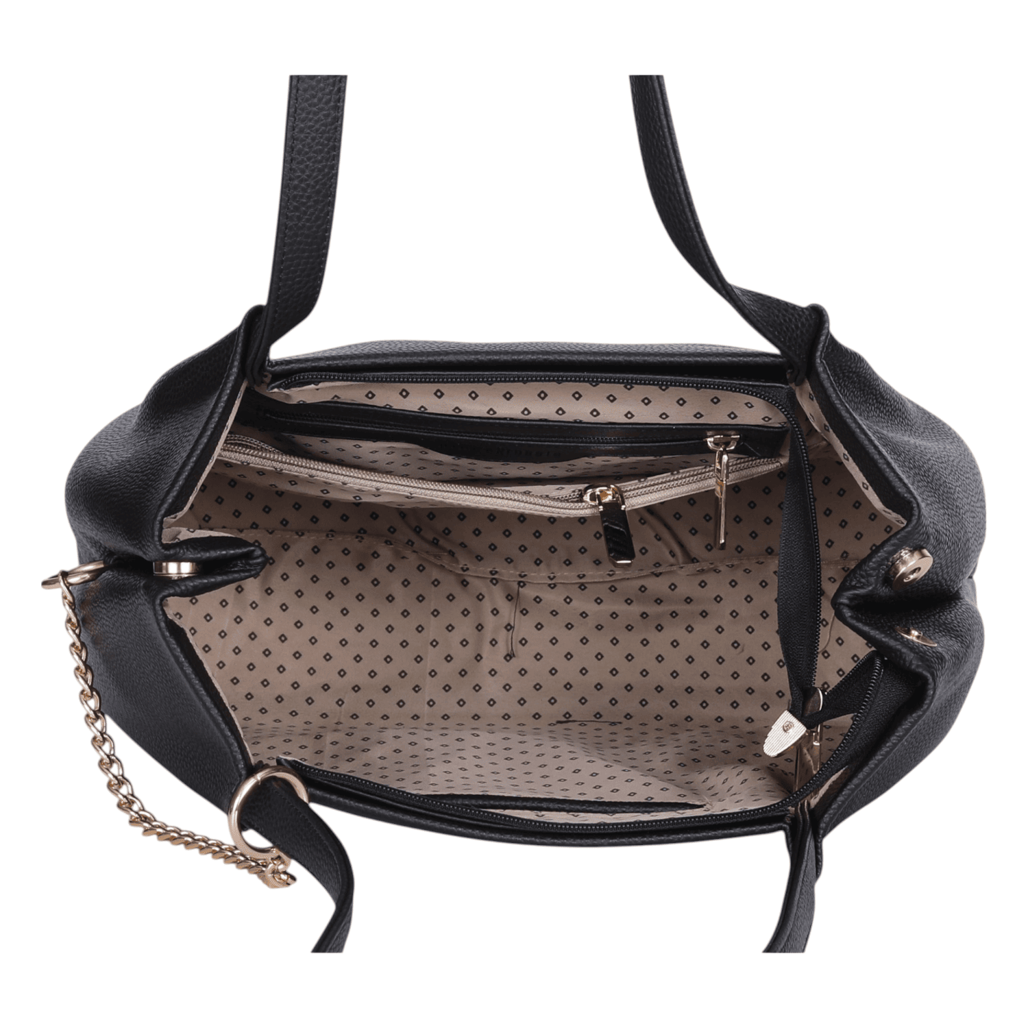Ninaa Rossie Black Faux Leather Tote Bag