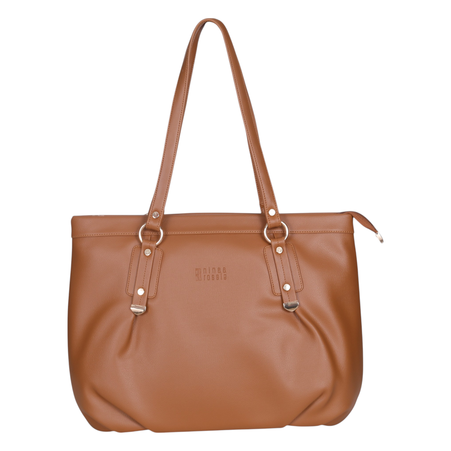 Ninaa Rossie Mustard Brown Faux Leather Tote Bag