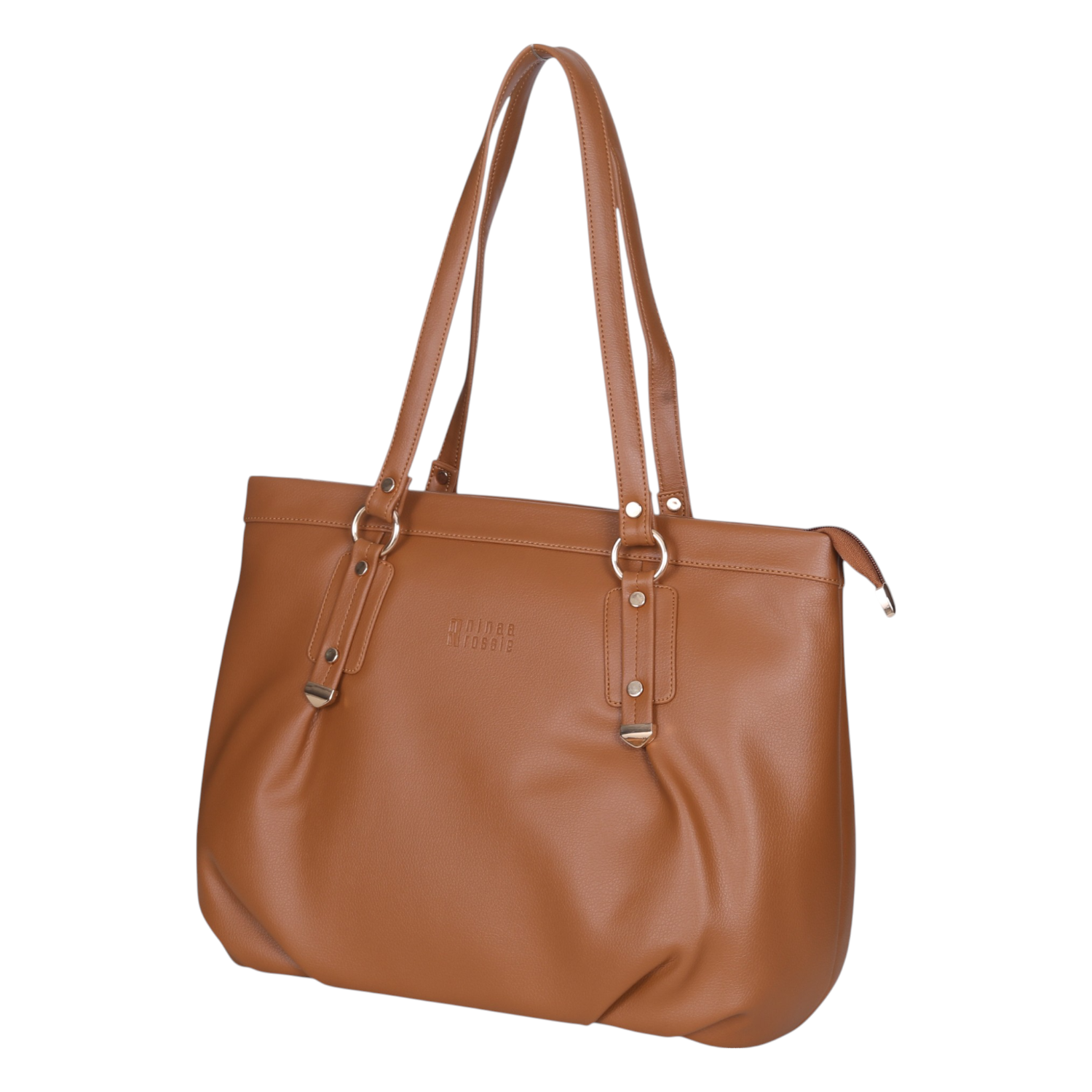Ninaa Rossie Mustard Brown Faux Leather Tote Bag