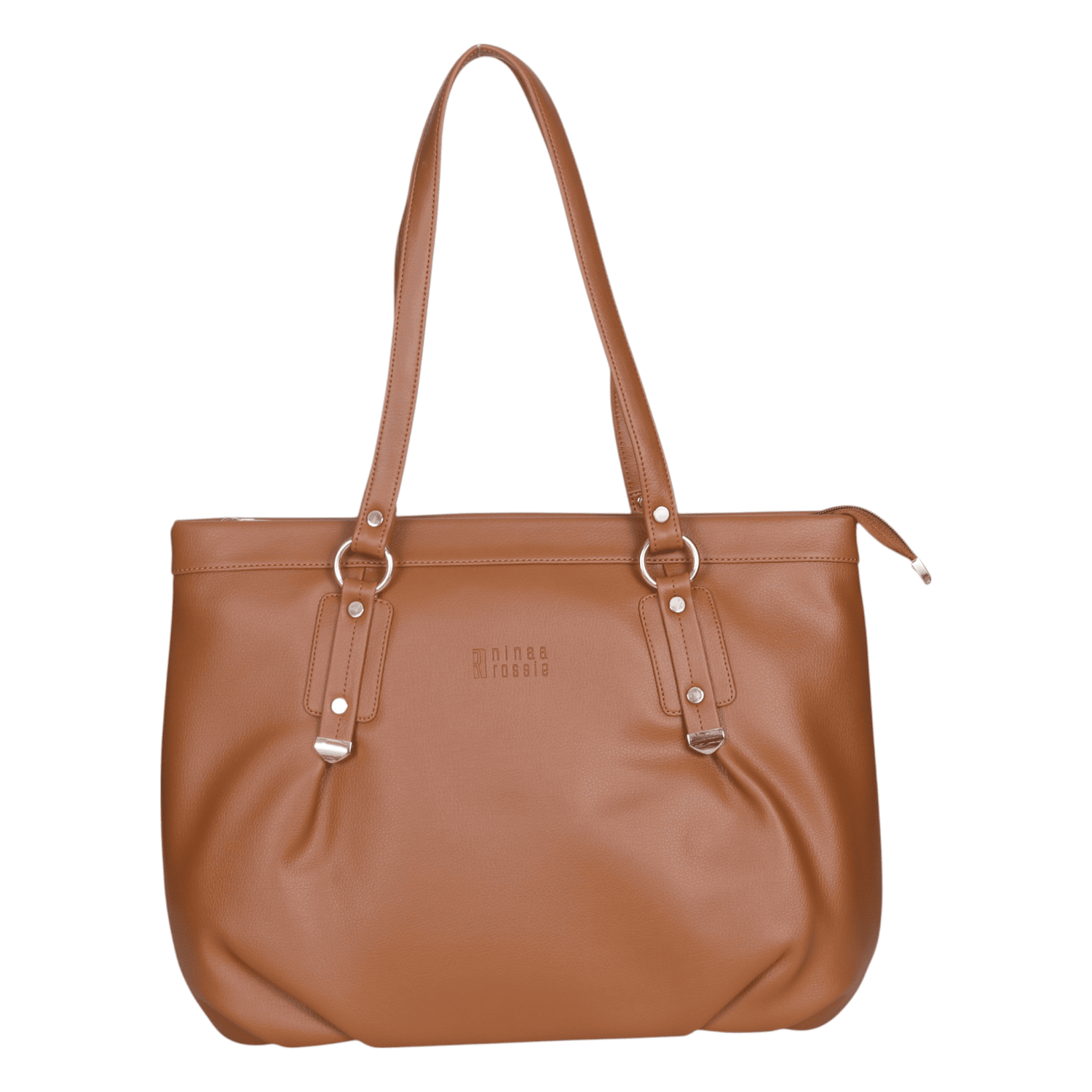 Ninaa Rossie Mustard Brown Faux Leather Tote Bag