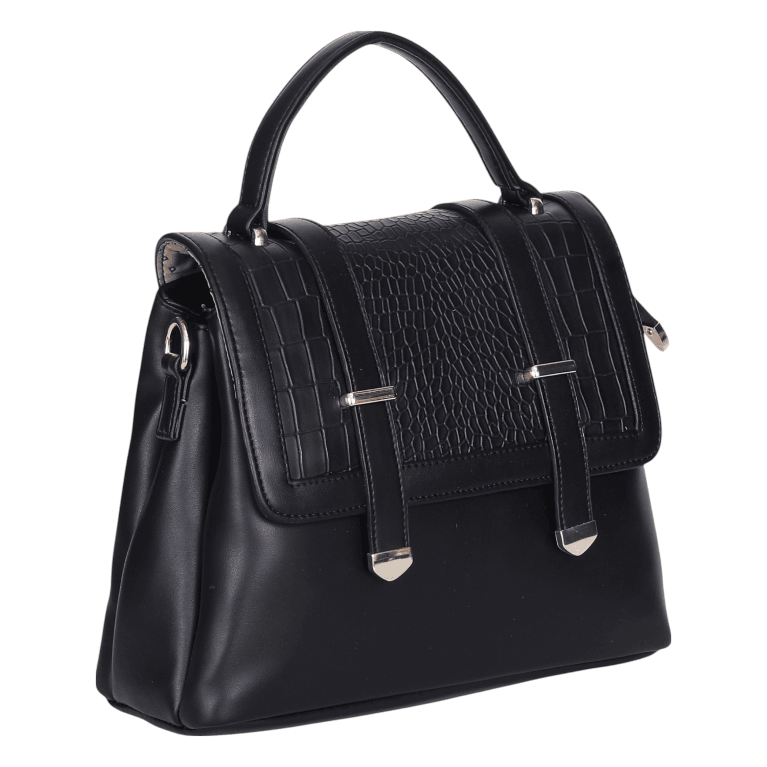 Ninaa Rossie Lavender Croc-Textured Handbag