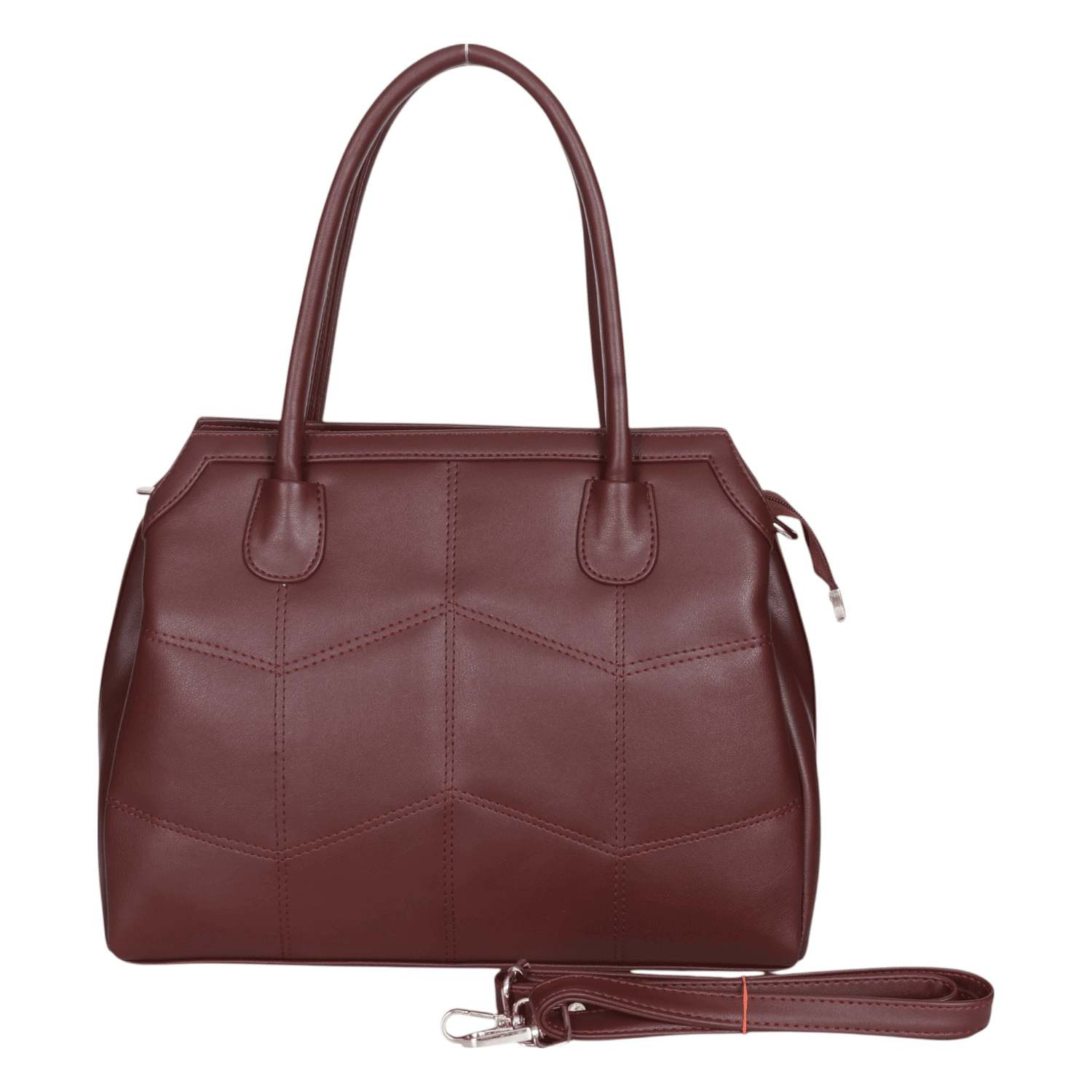 Ninaa Rossie Structured Dark Brown Faux Leather Satchel