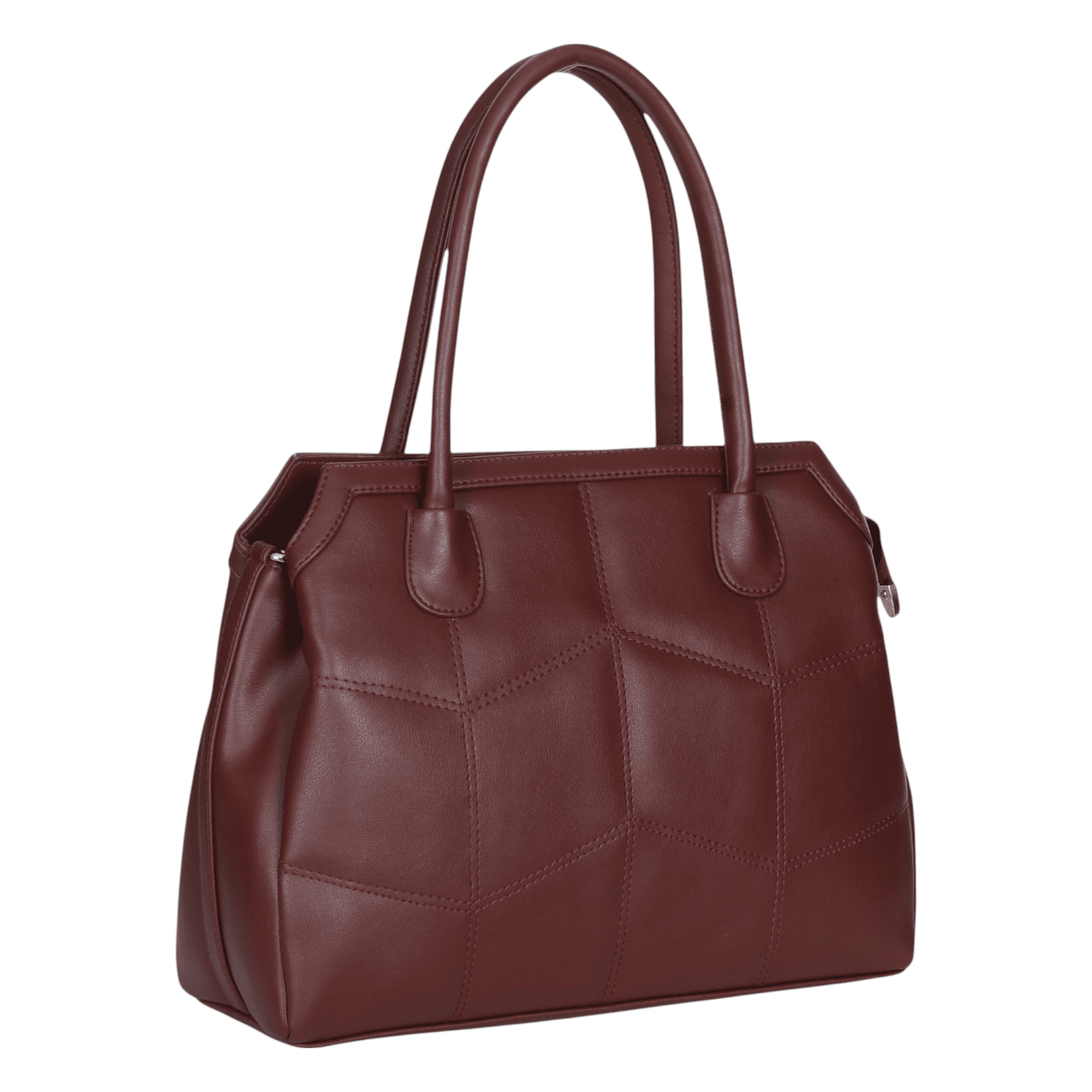 Ninaa Rossie Structured Dark Brown Faux Leather Satchel