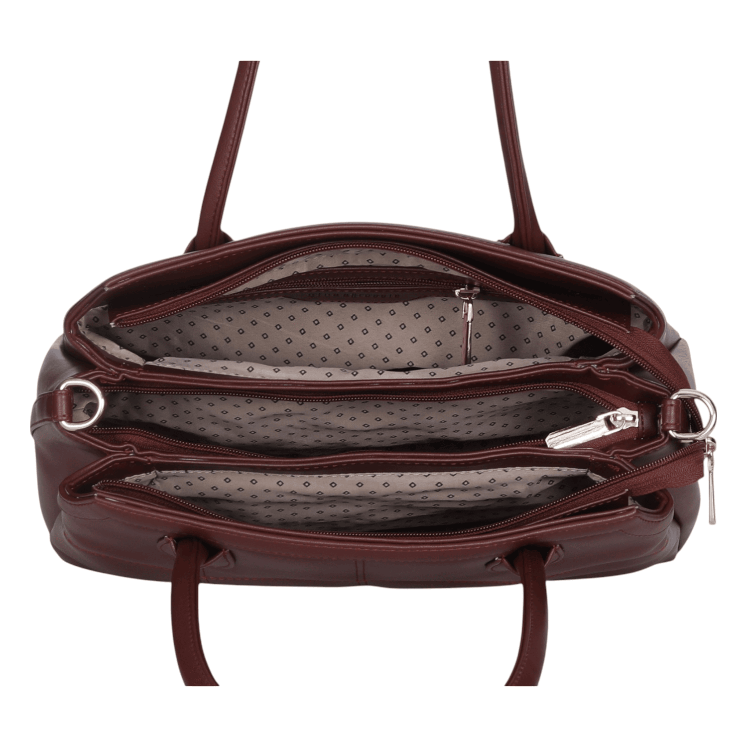 Ninaa Rossie Structured Dark Brown Faux Leather Satchel
