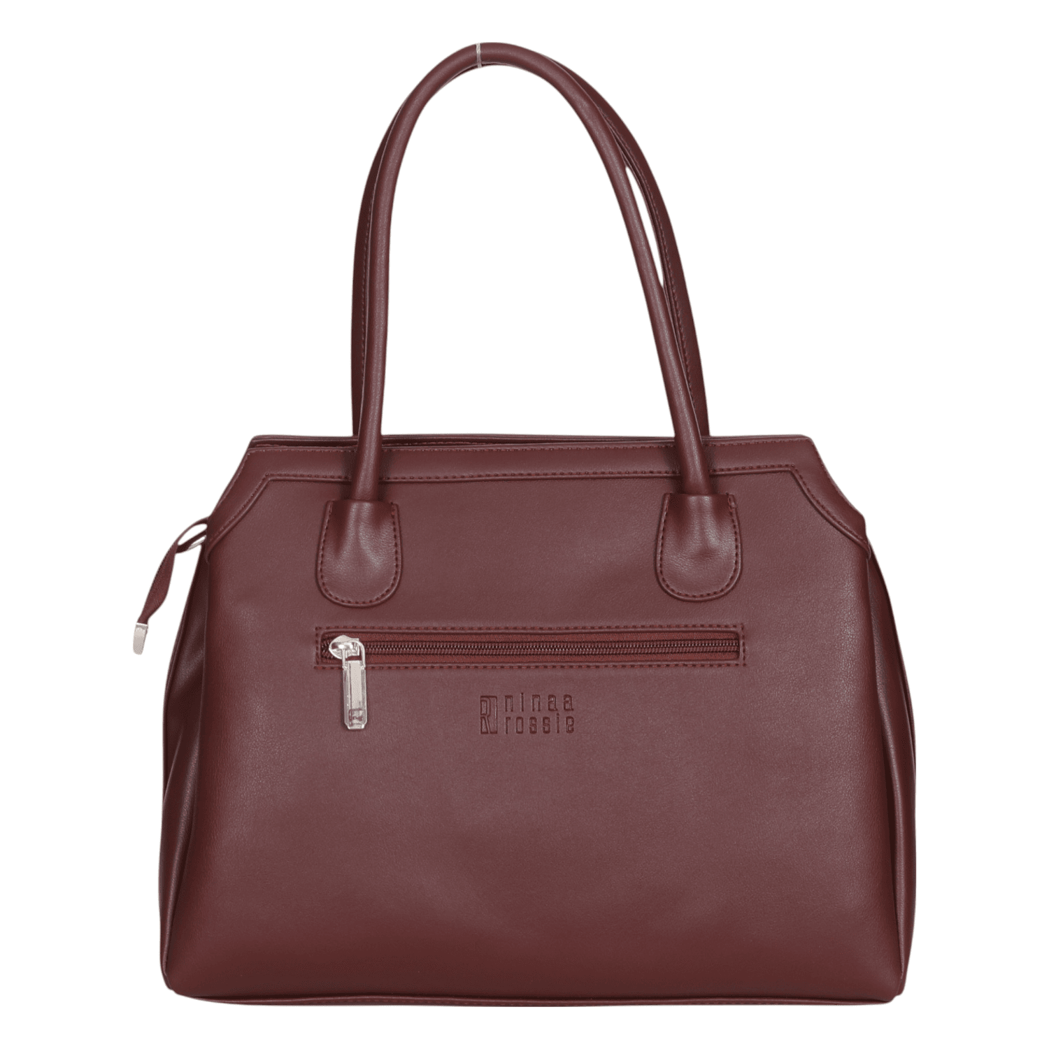 Ninaa Rossie Structured Dark Brown Faux Leather Satchel