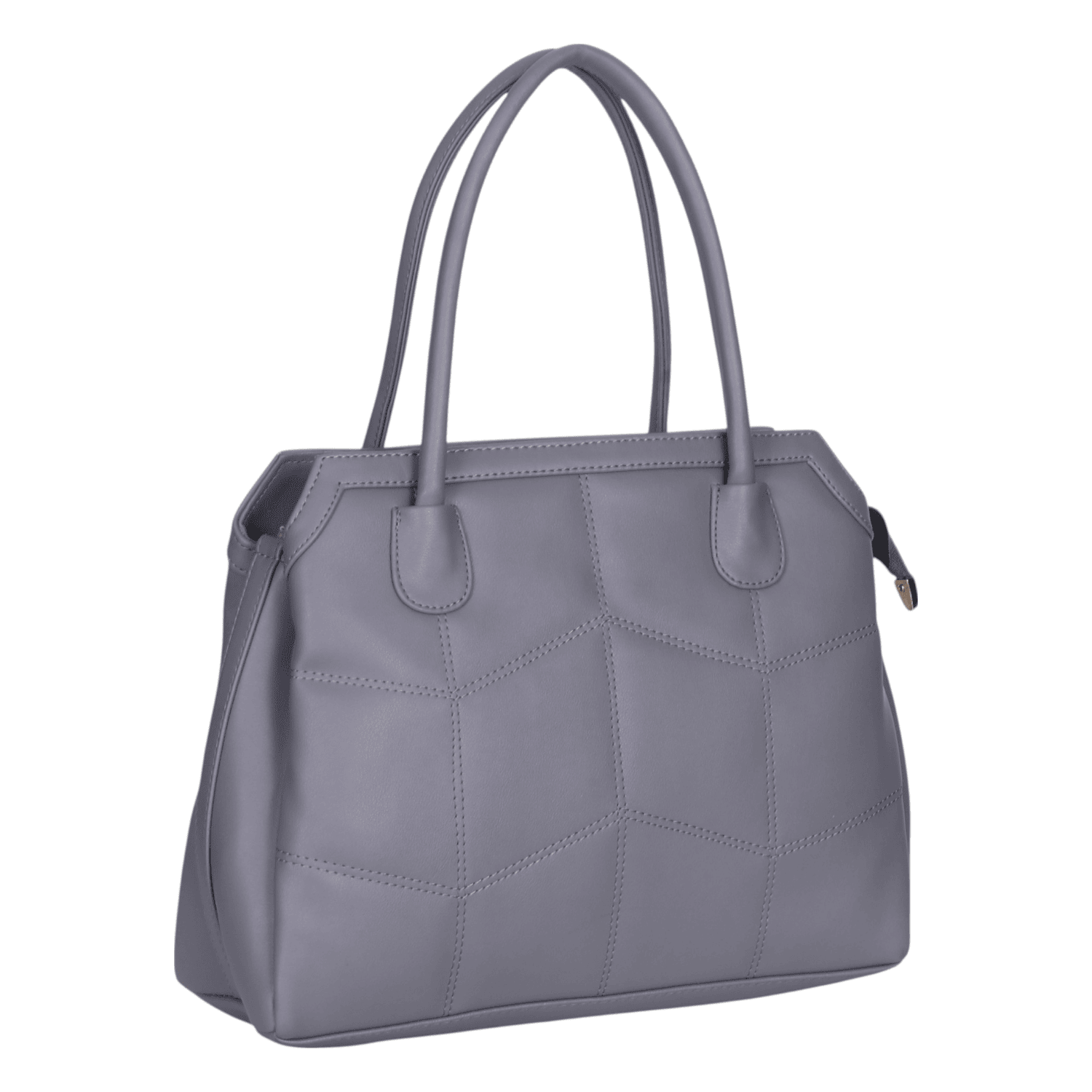 Ninaa Rossie Structured Grey Faux Leather Satchel
