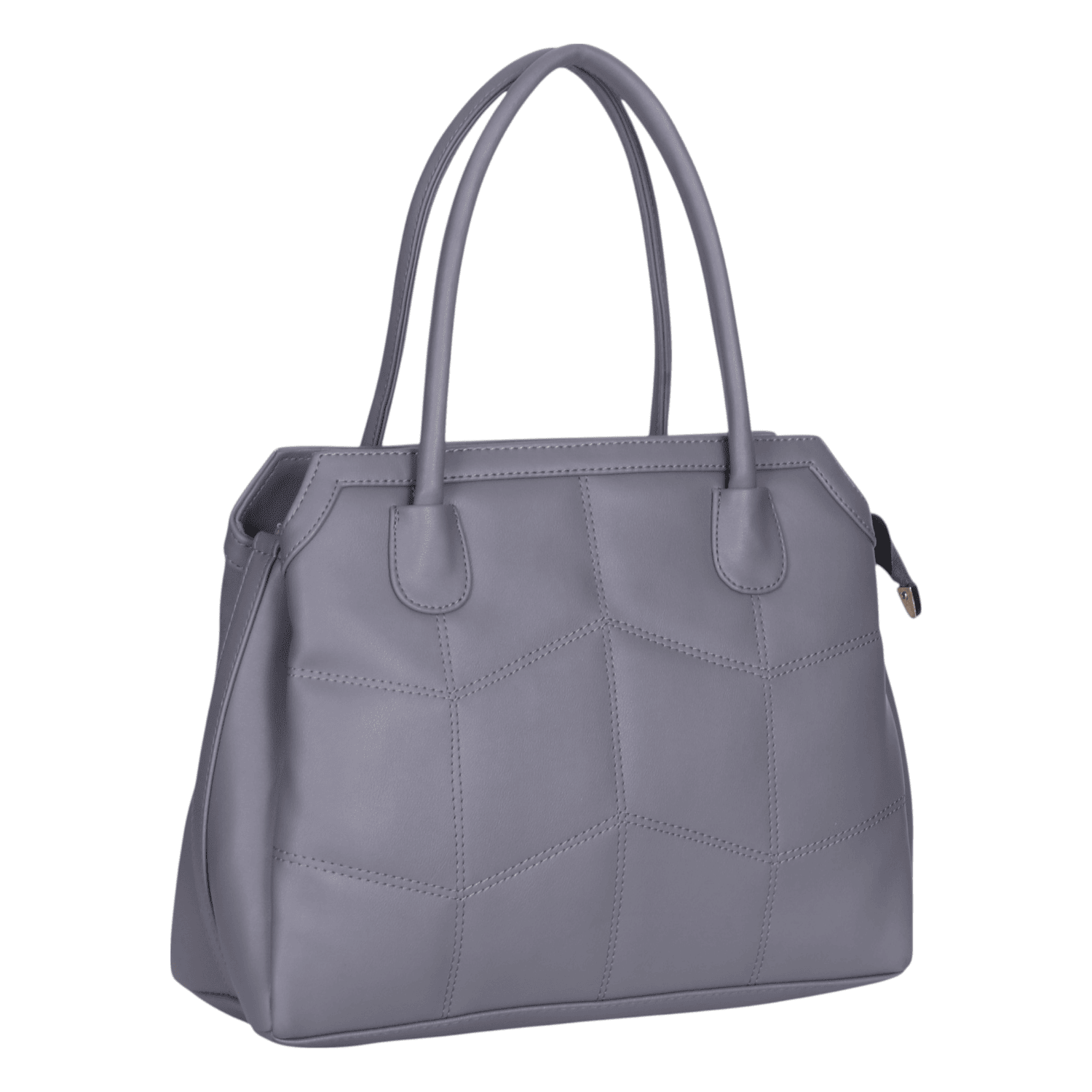 Ninaa Rossie Structured Grey Faux Leather Satchel