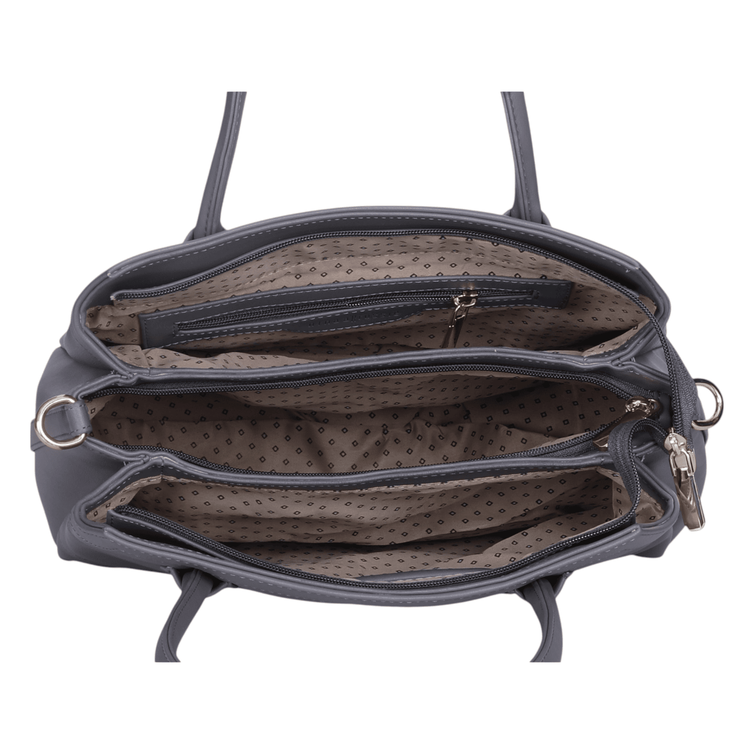 Ninaa Rossie Structured Grey Faux Leather Satchel