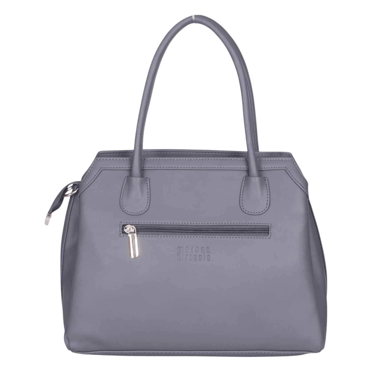Ninaa Rossie Structured Grey Faux Leather Satchel