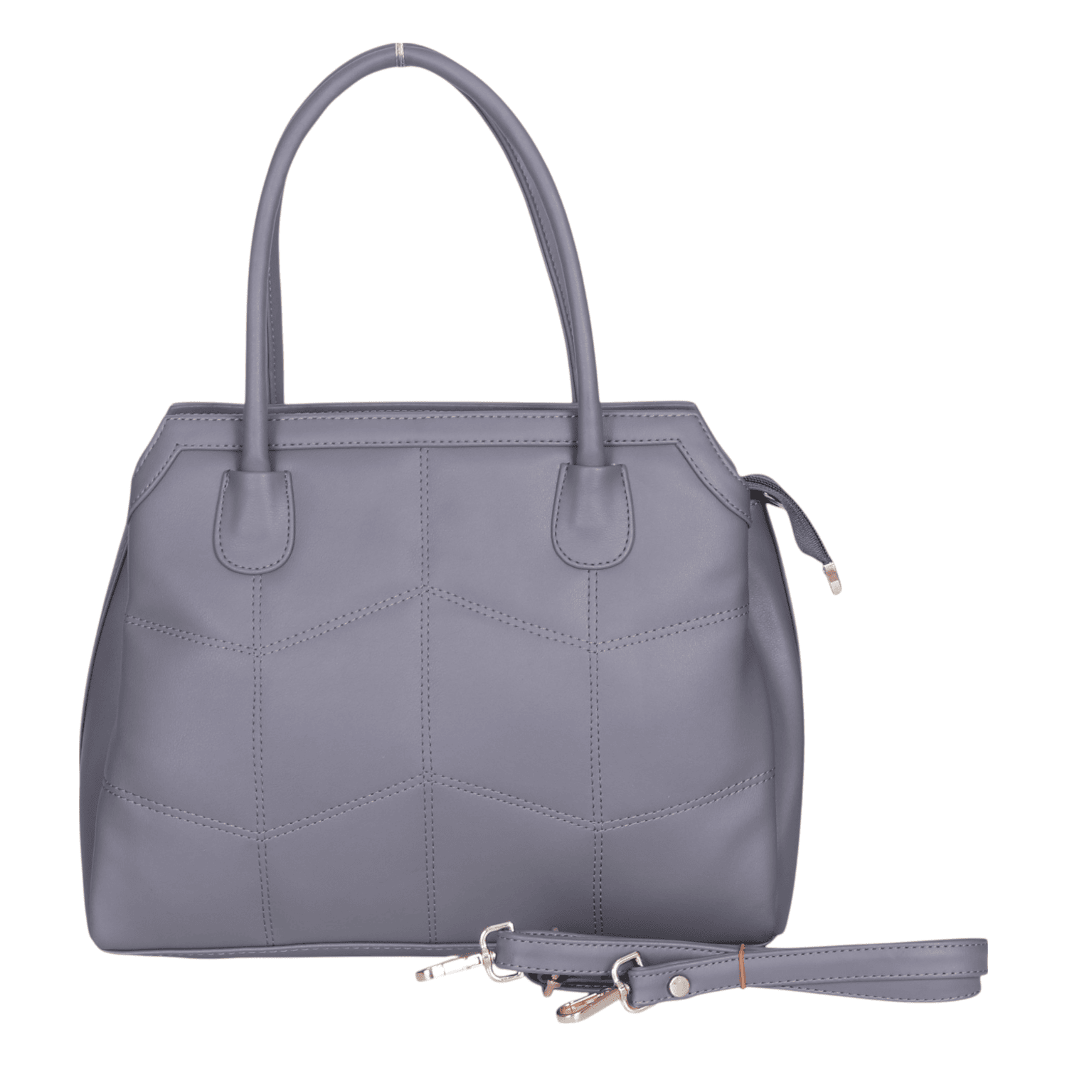 Ninaa Rossie Structured Grey Faux Leather Satchel
