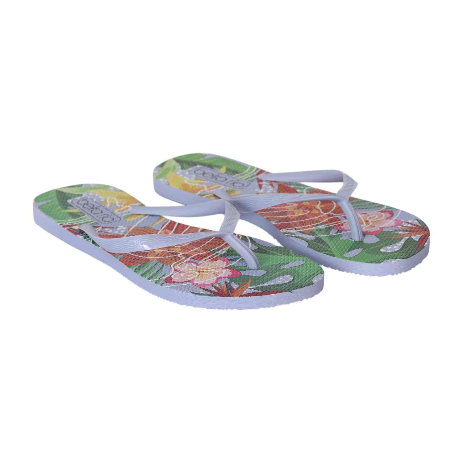 Blue Tropical Bloom Flip-Flops for Women