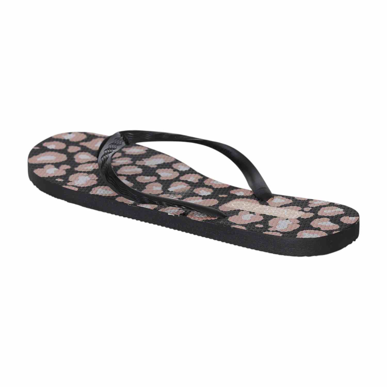 Black Wildprint Flip-Flops for Women