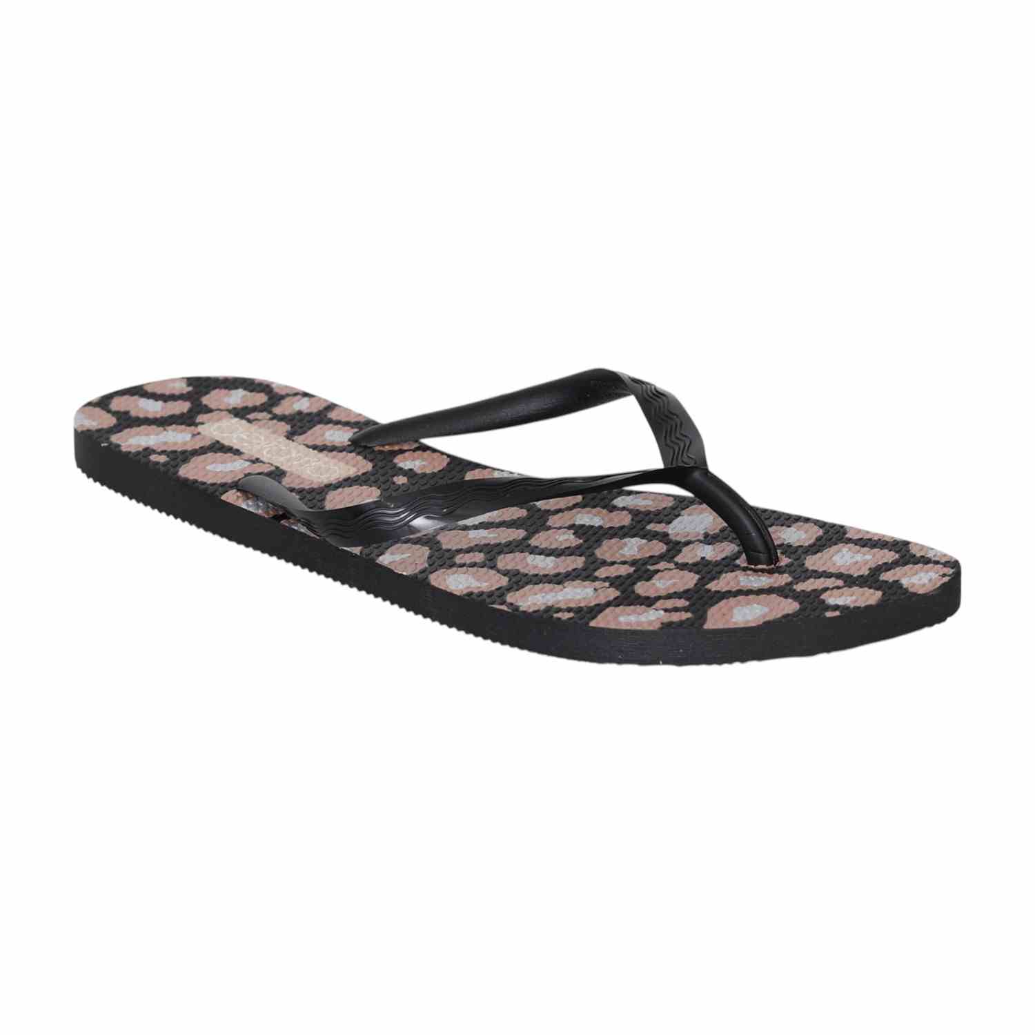 Black Wildprint Flip-Flops for Women