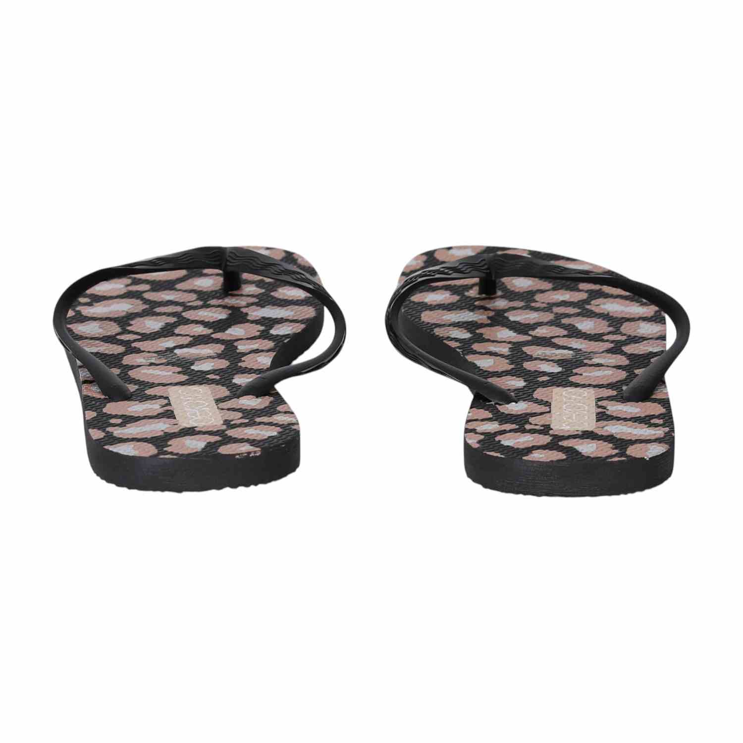 Black Wildprint Flip-Flops for Women