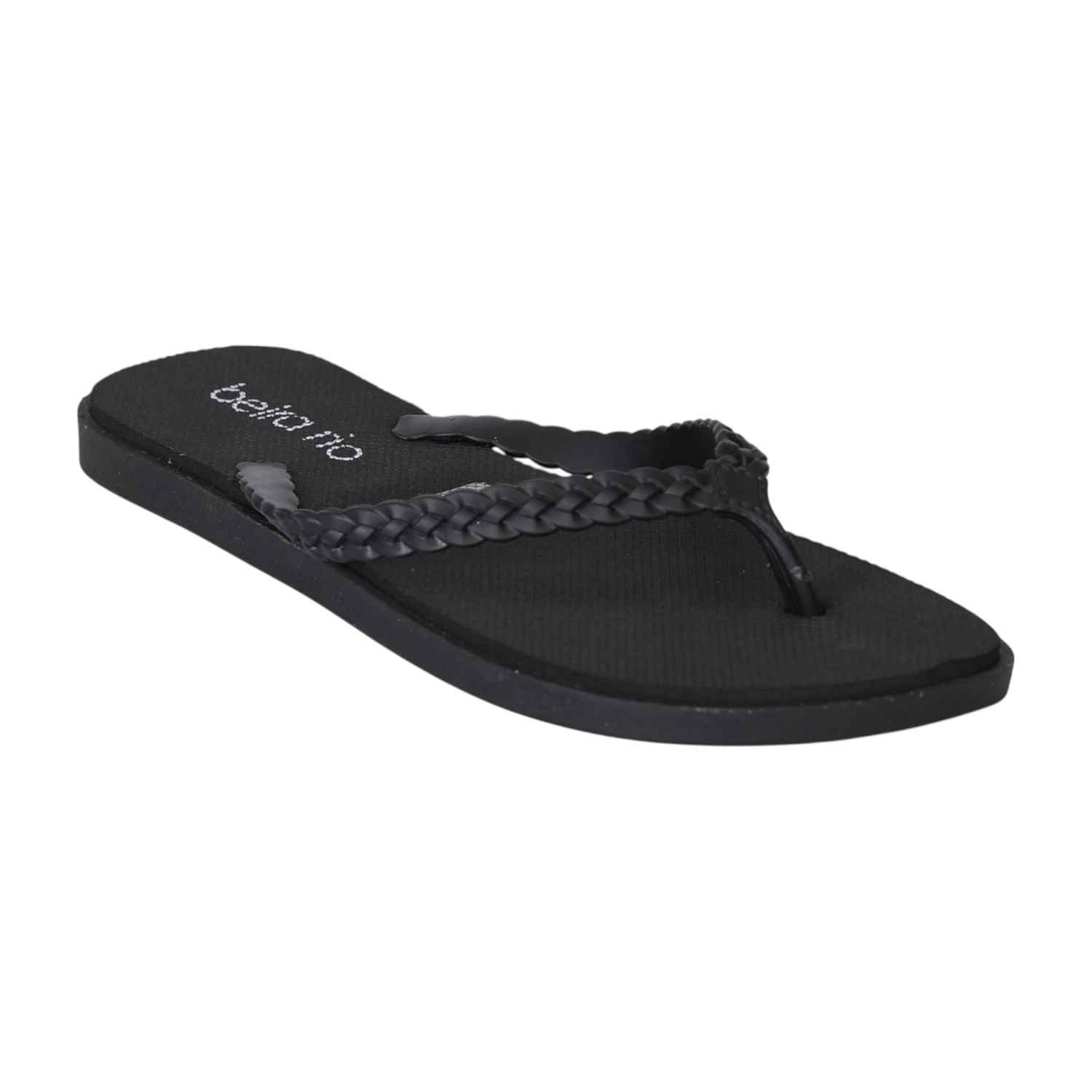 Black Braided Flip-Flops for Women