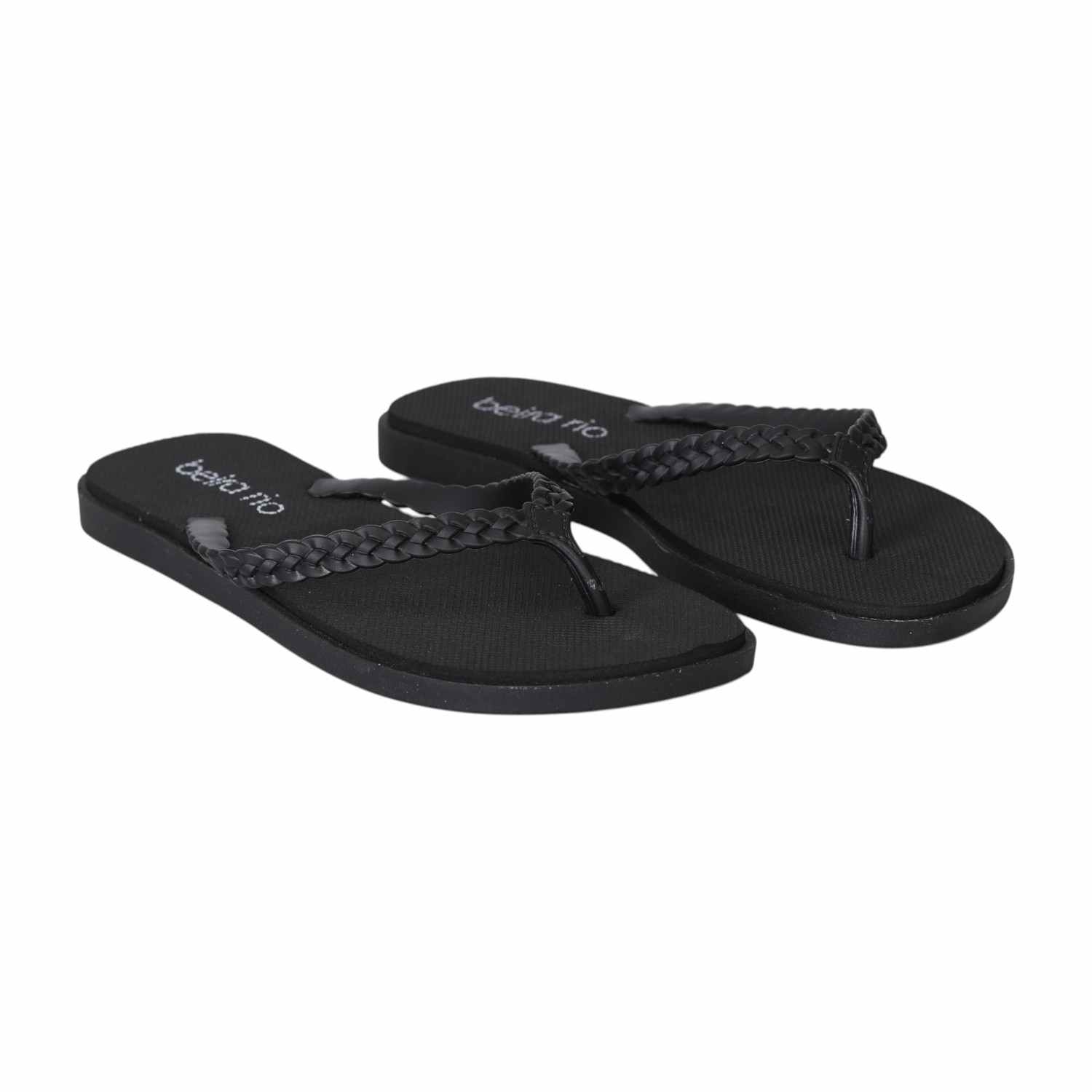 Black Braided Flip-Flops for Women