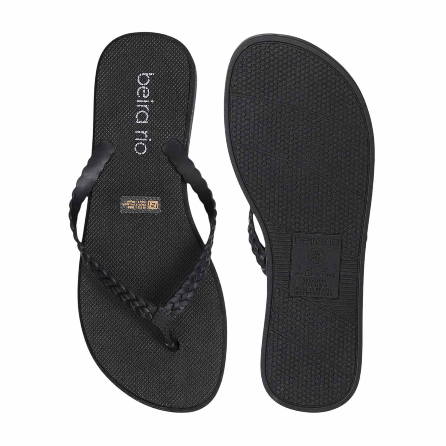 Black Braided Flip-Flops for Women