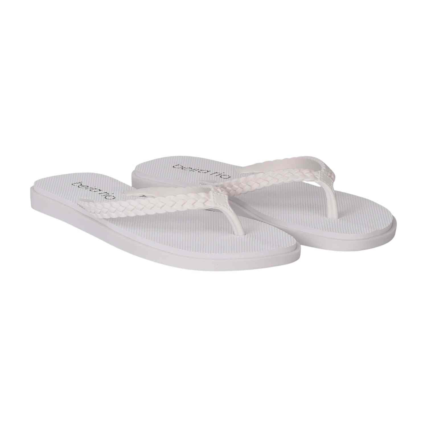 Women White Braided flip flop